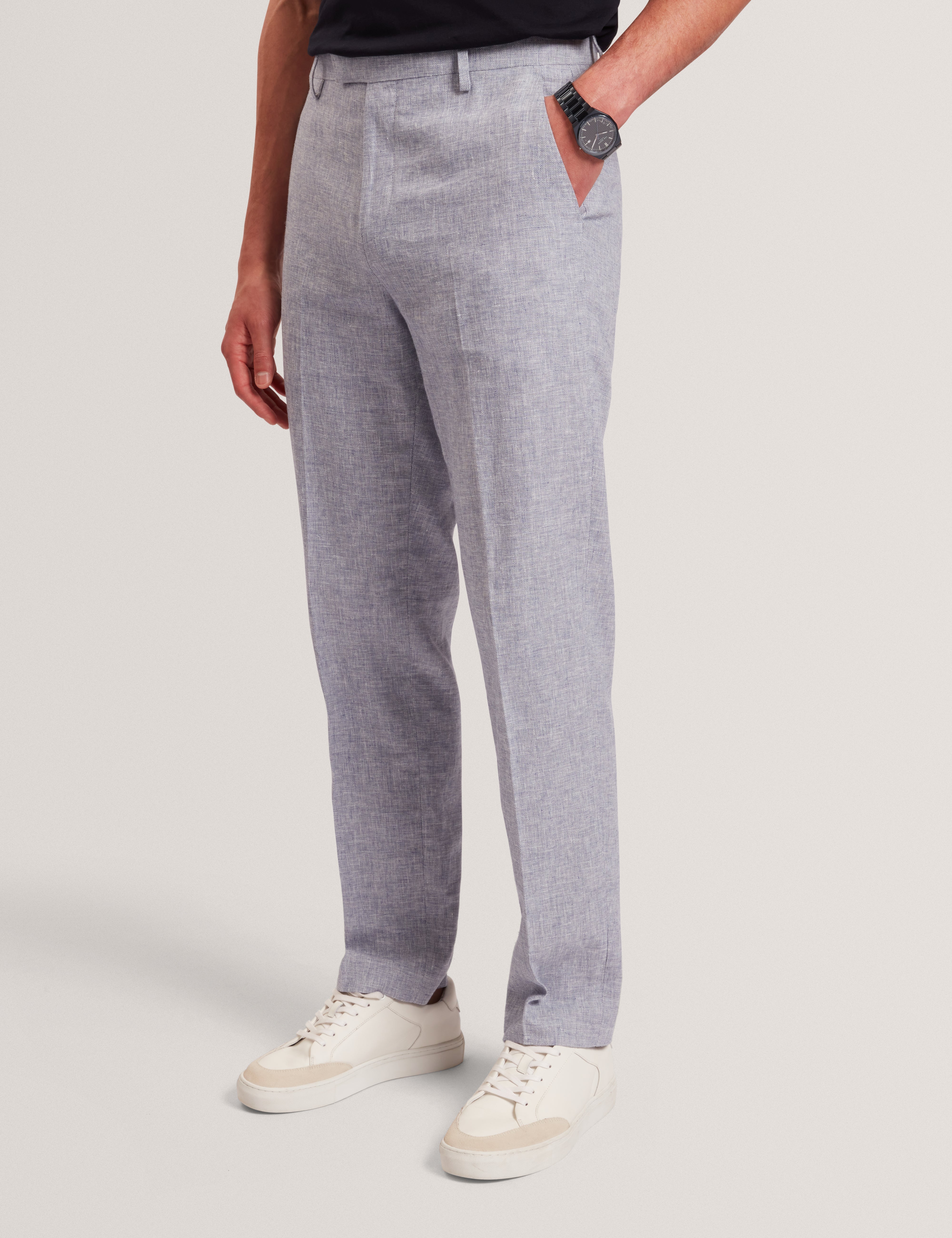 بنطلون جيفرانت بقصة ضيقة من مزيج الكتان - أزرق فاتح