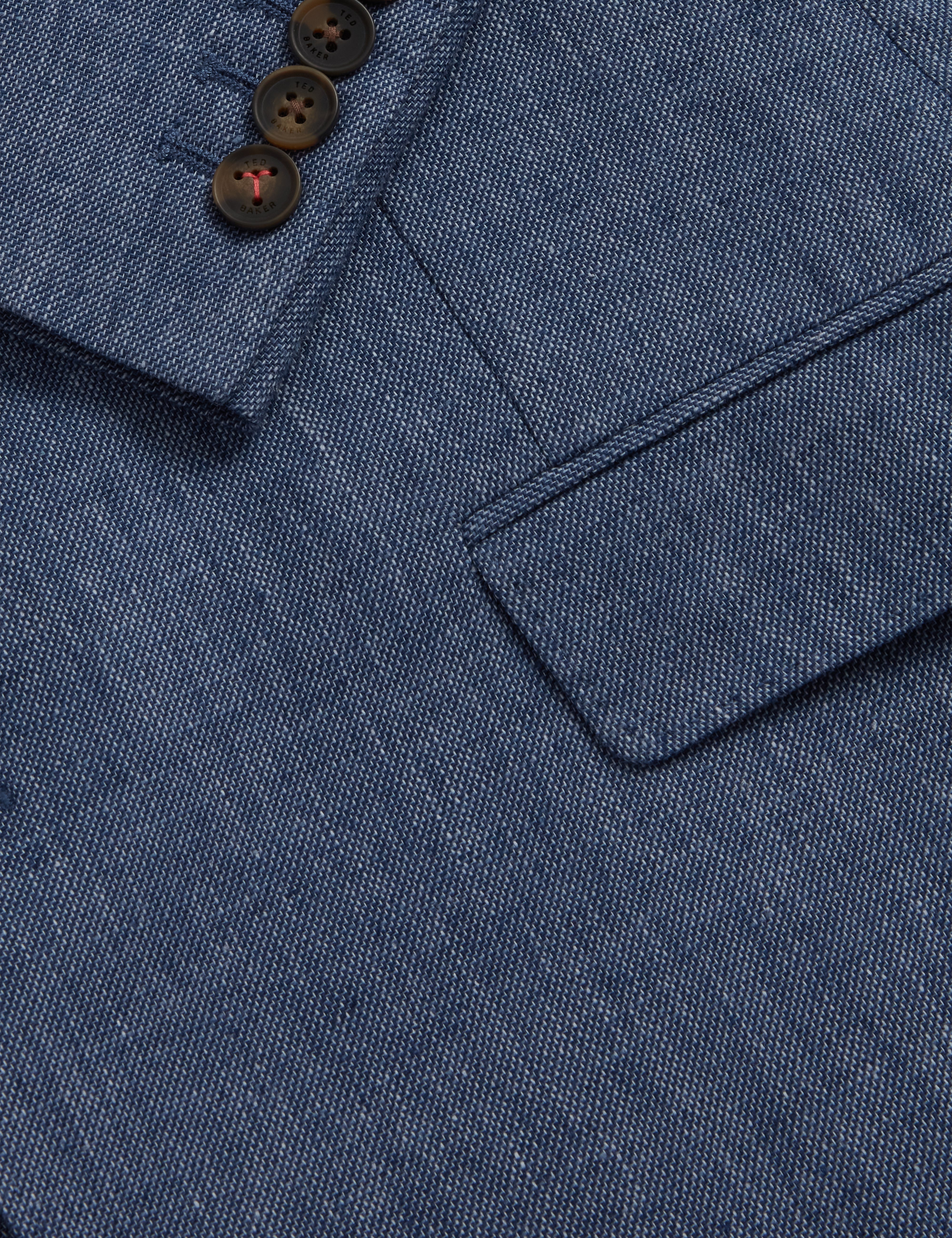 جاكيت جيفرانج سليم فيت من مزيج الكتان باللون الأزرق الداكن