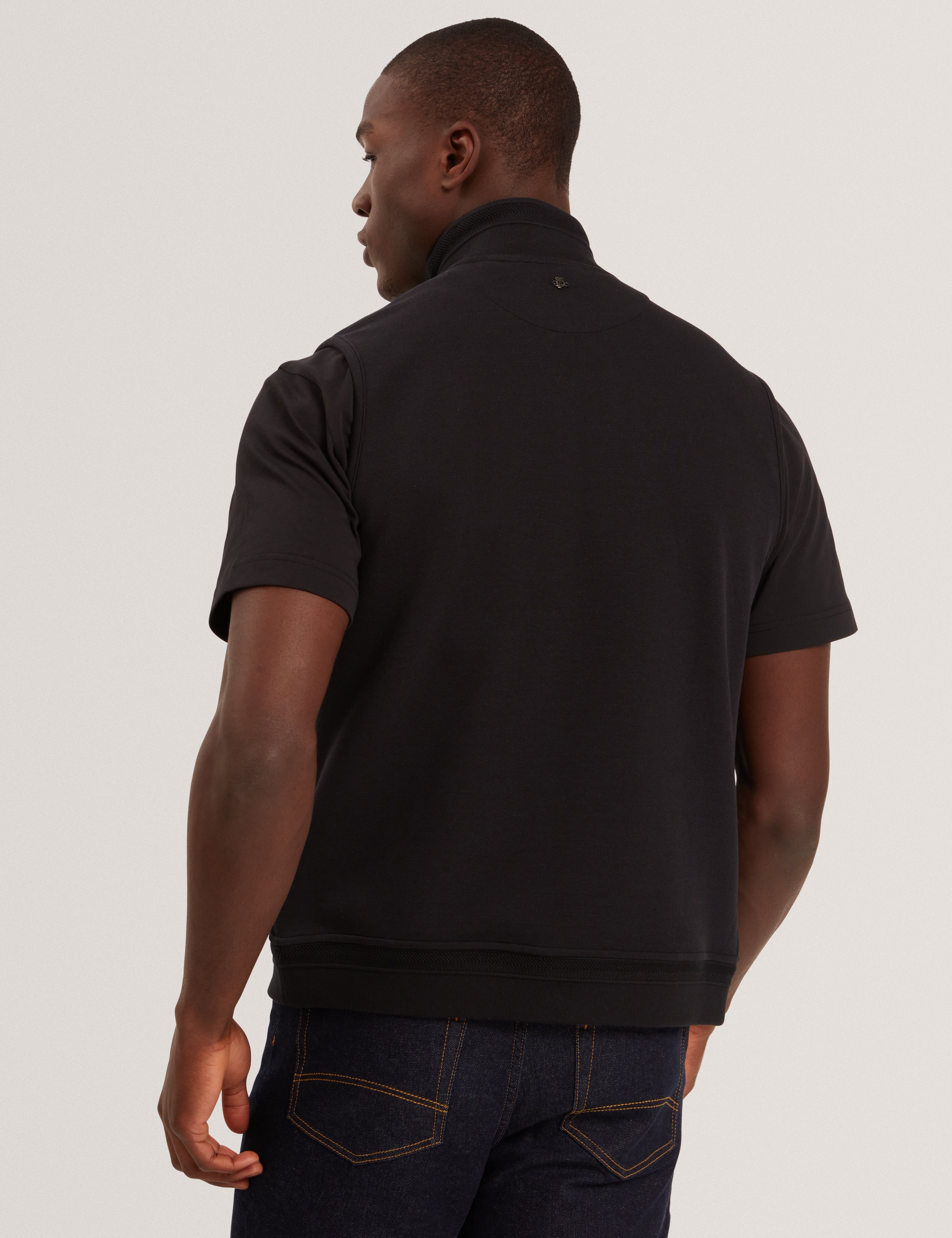 Pafavor Short Sleeve Regular Fit Quilted Gilet Black