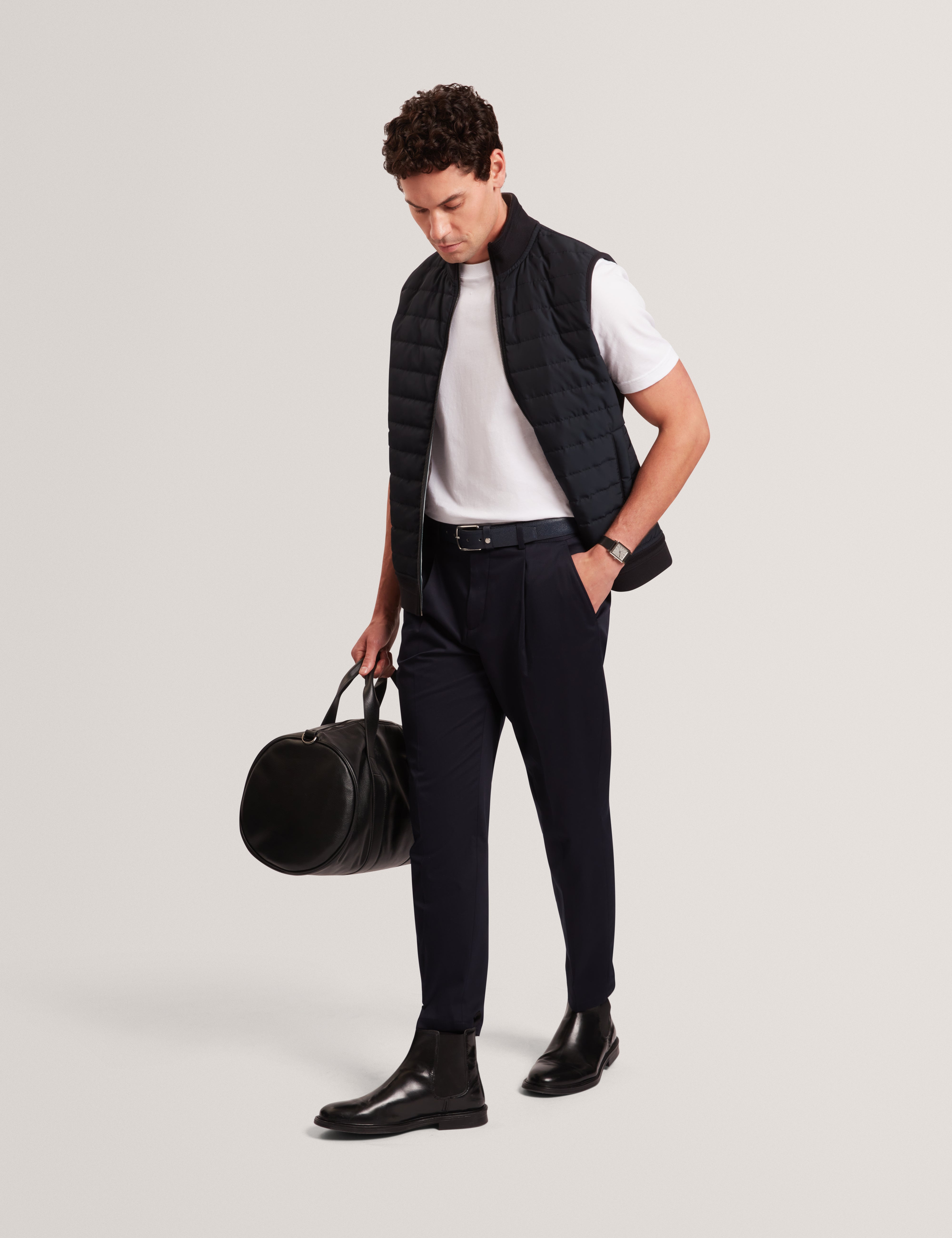 Pafavor Short Sleeve Regular Fit Quilted Gilet Navy