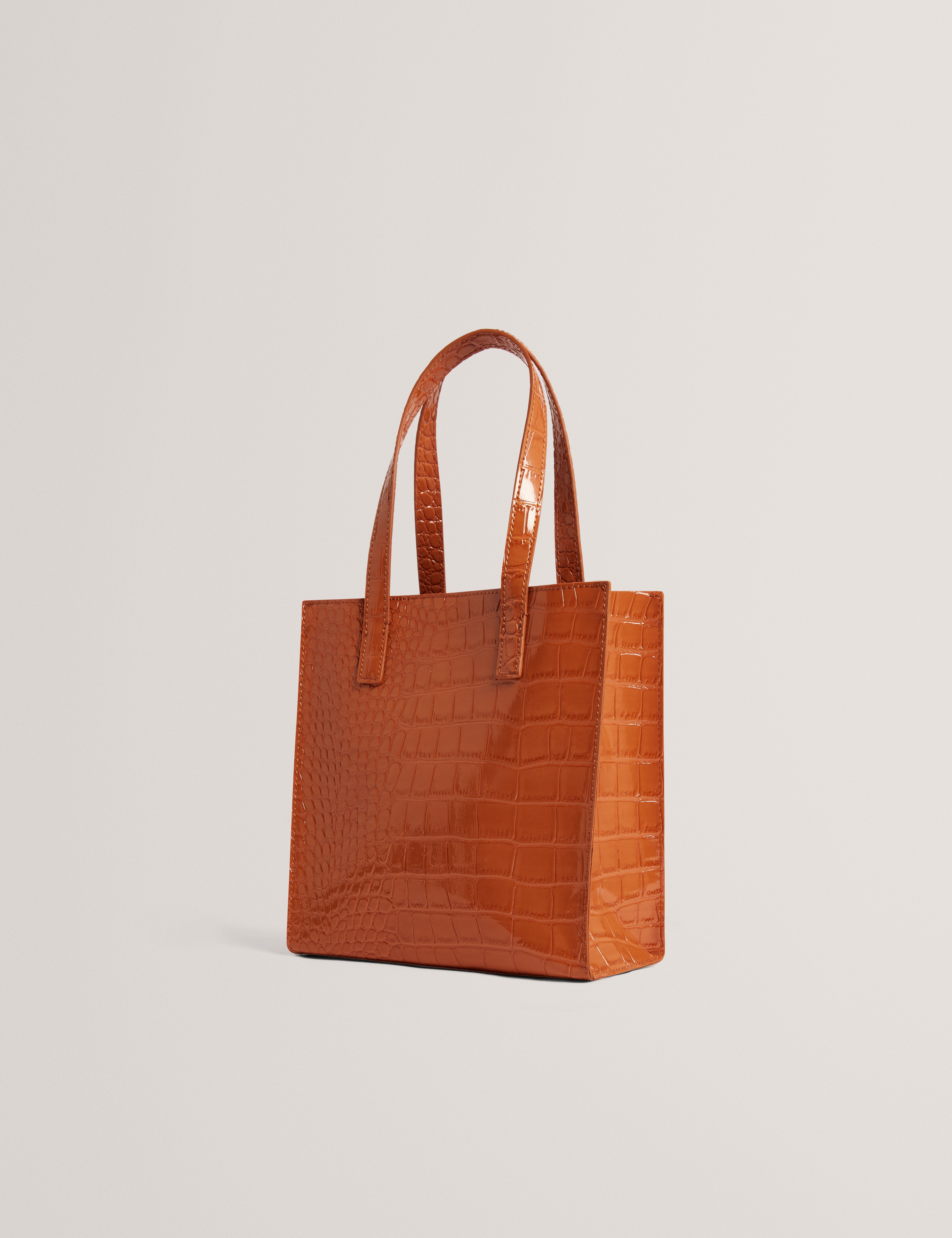 وينونا حقيبة صغيرة بنقشة جلد التمساح لون عسلي