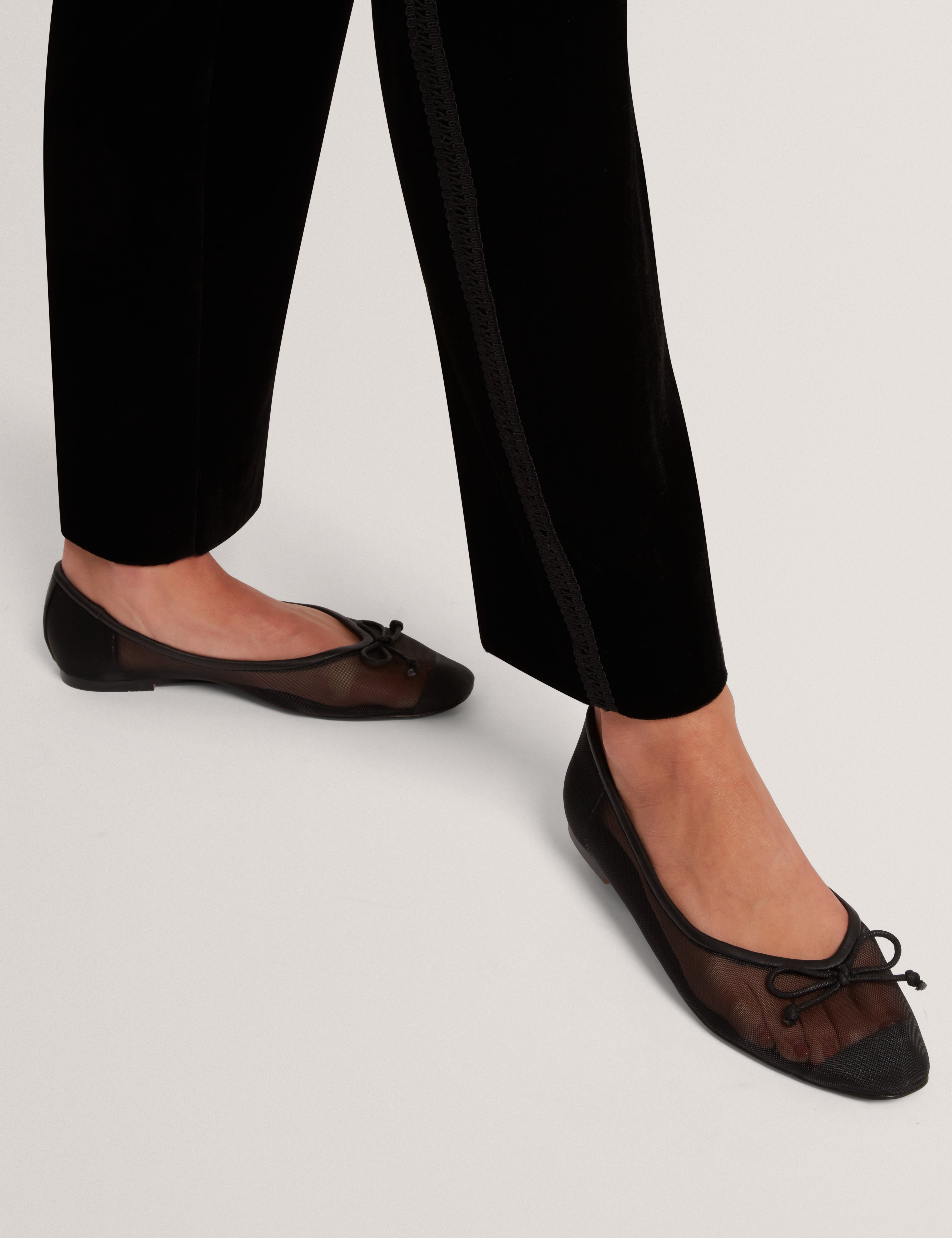 ميريسا حذاء باليه شبكي مسطح باللون الأسود