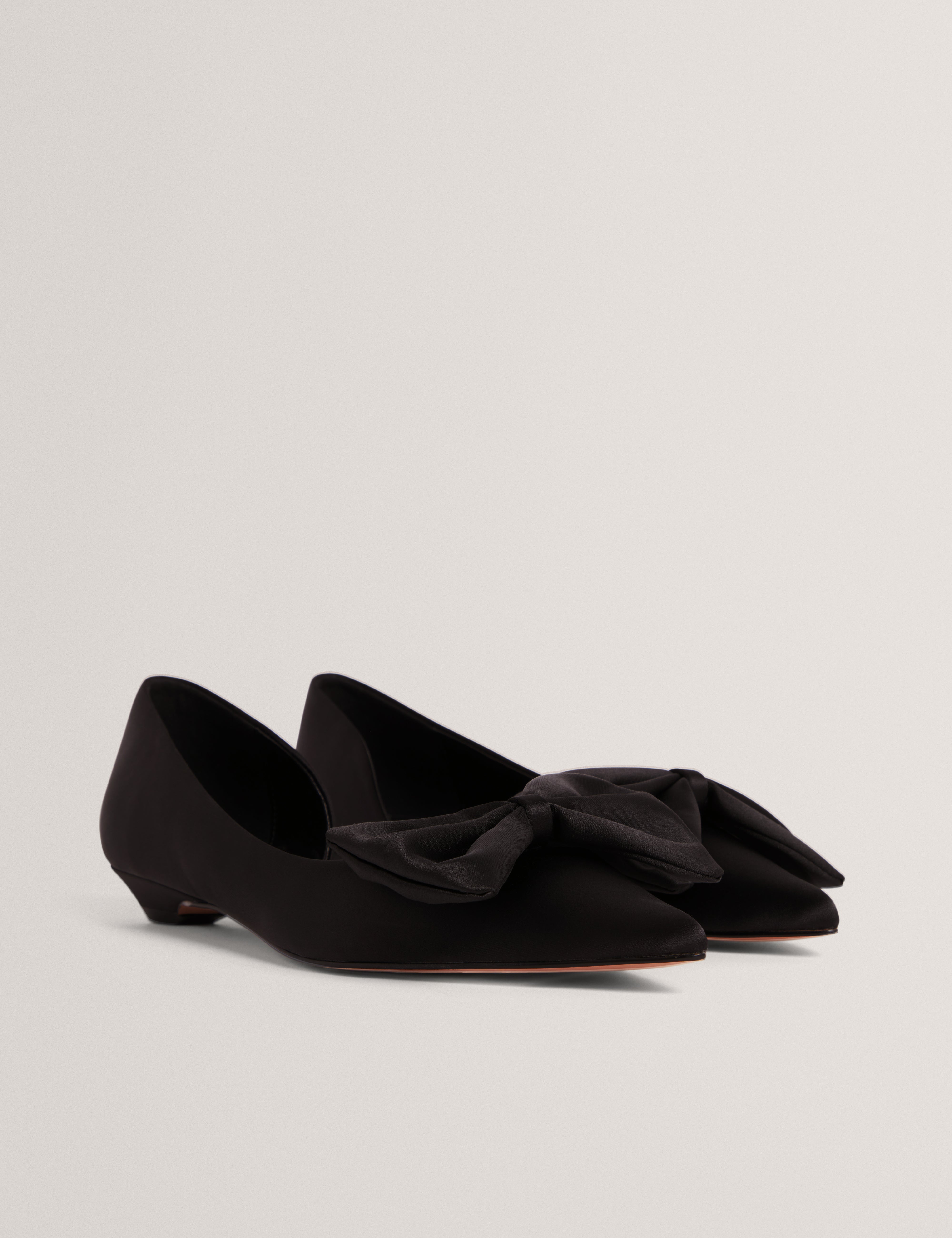 Soufiya Satin Bow Detail Flat Black
