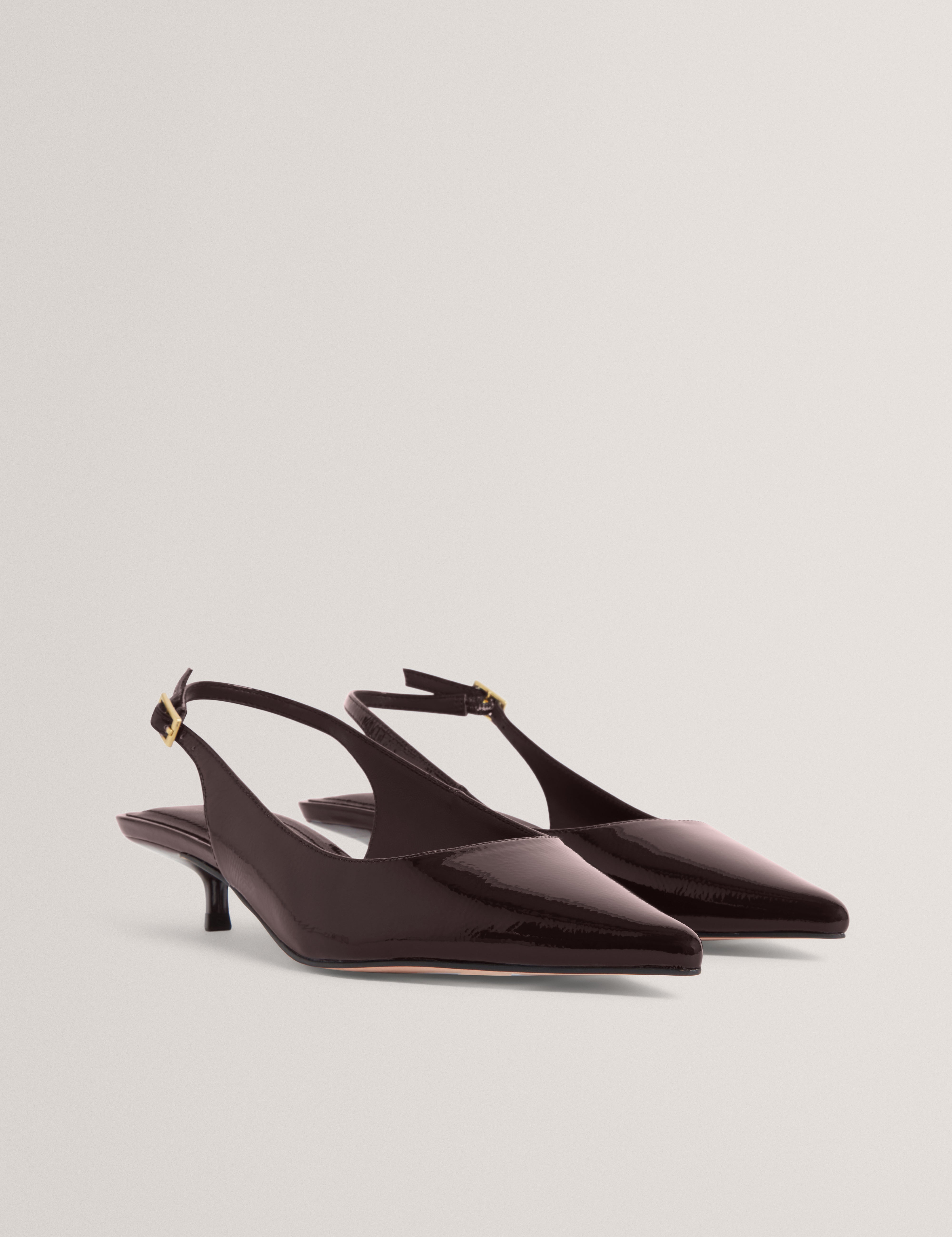 كيتي حذاء بكعب صغير لون أحمر داكن