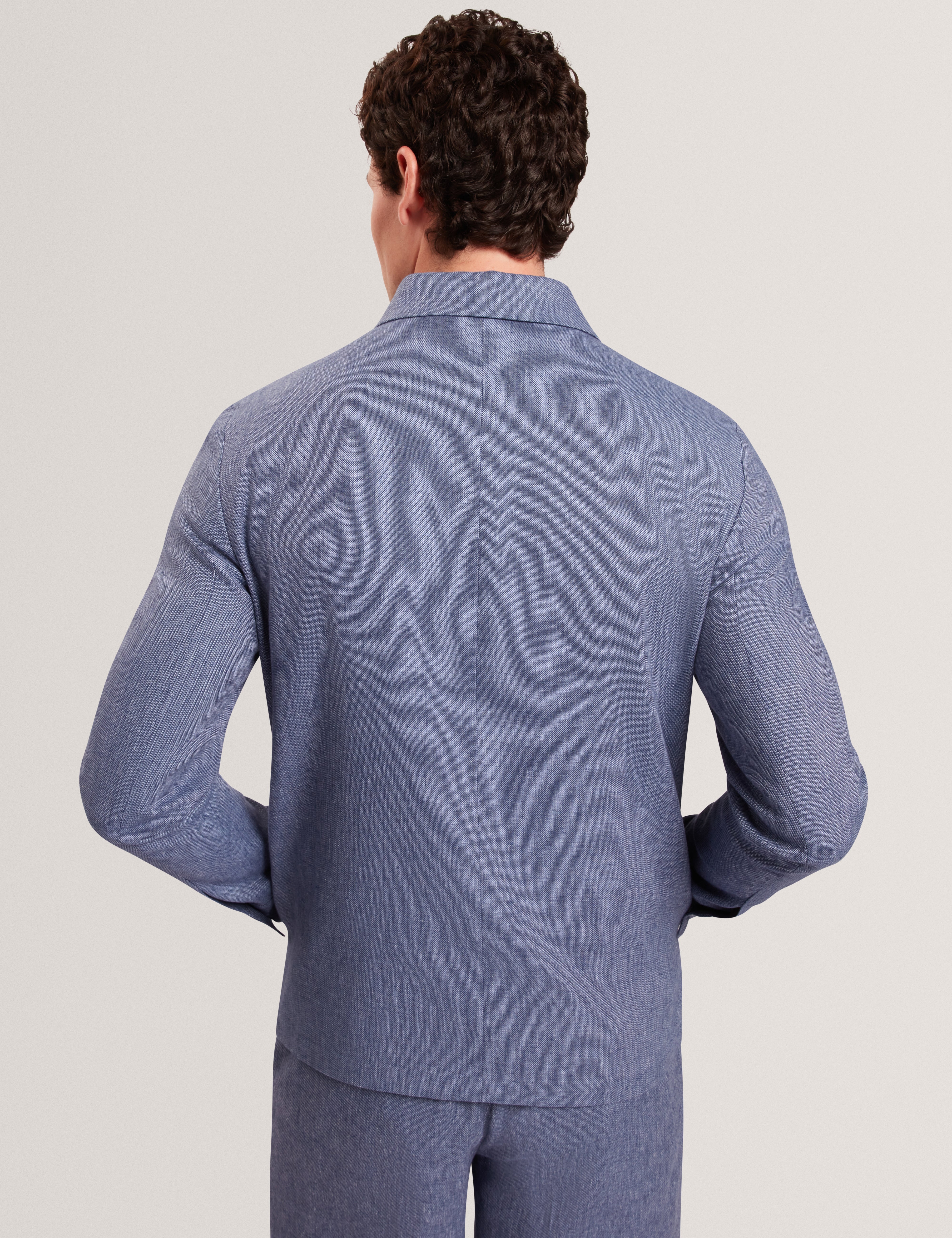 جاكيت Ashleyj Slim Fit من مزيج الكتان باللون الأزرق الداكن