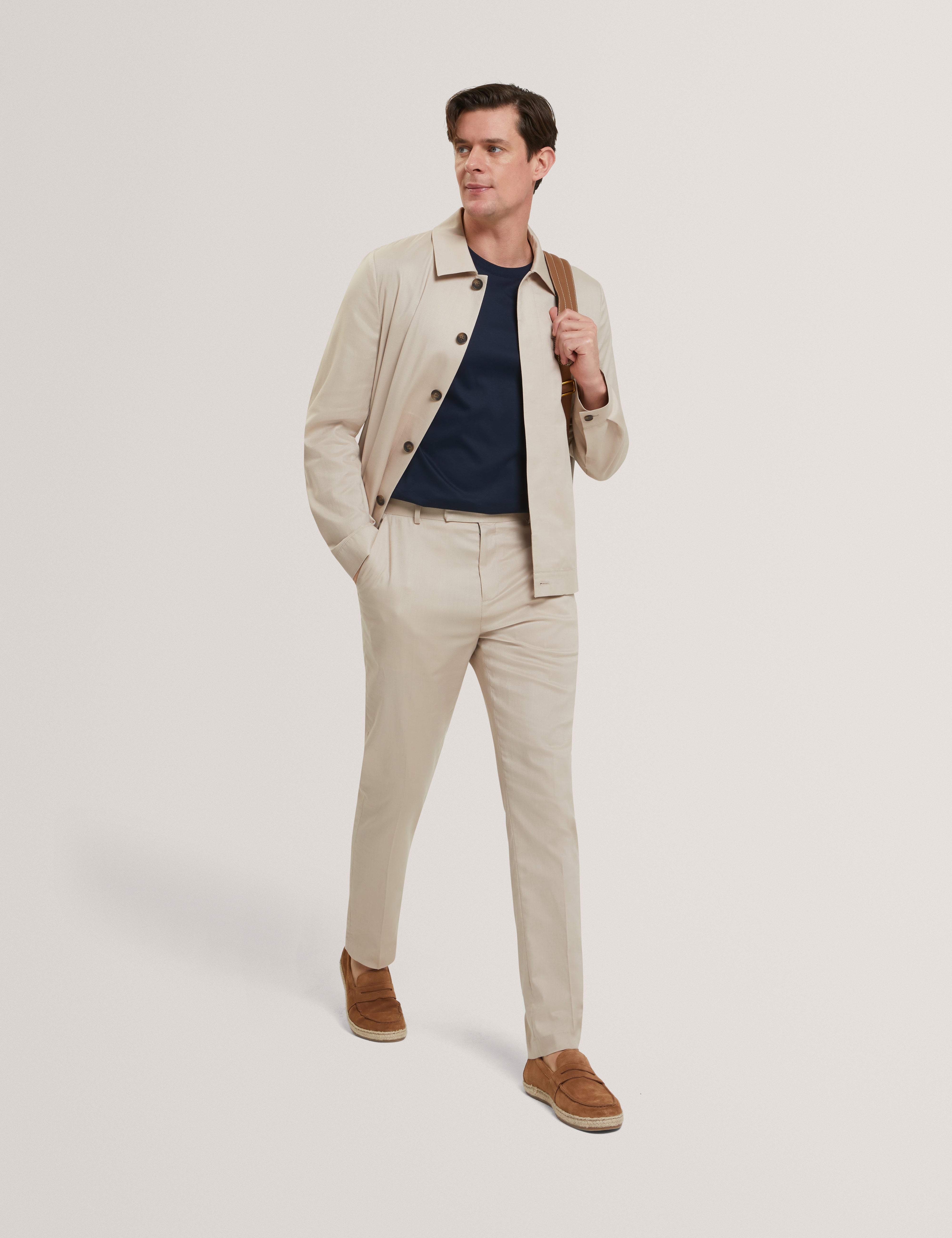 Sabaton Slim Cotton Plain Trouser Taupe