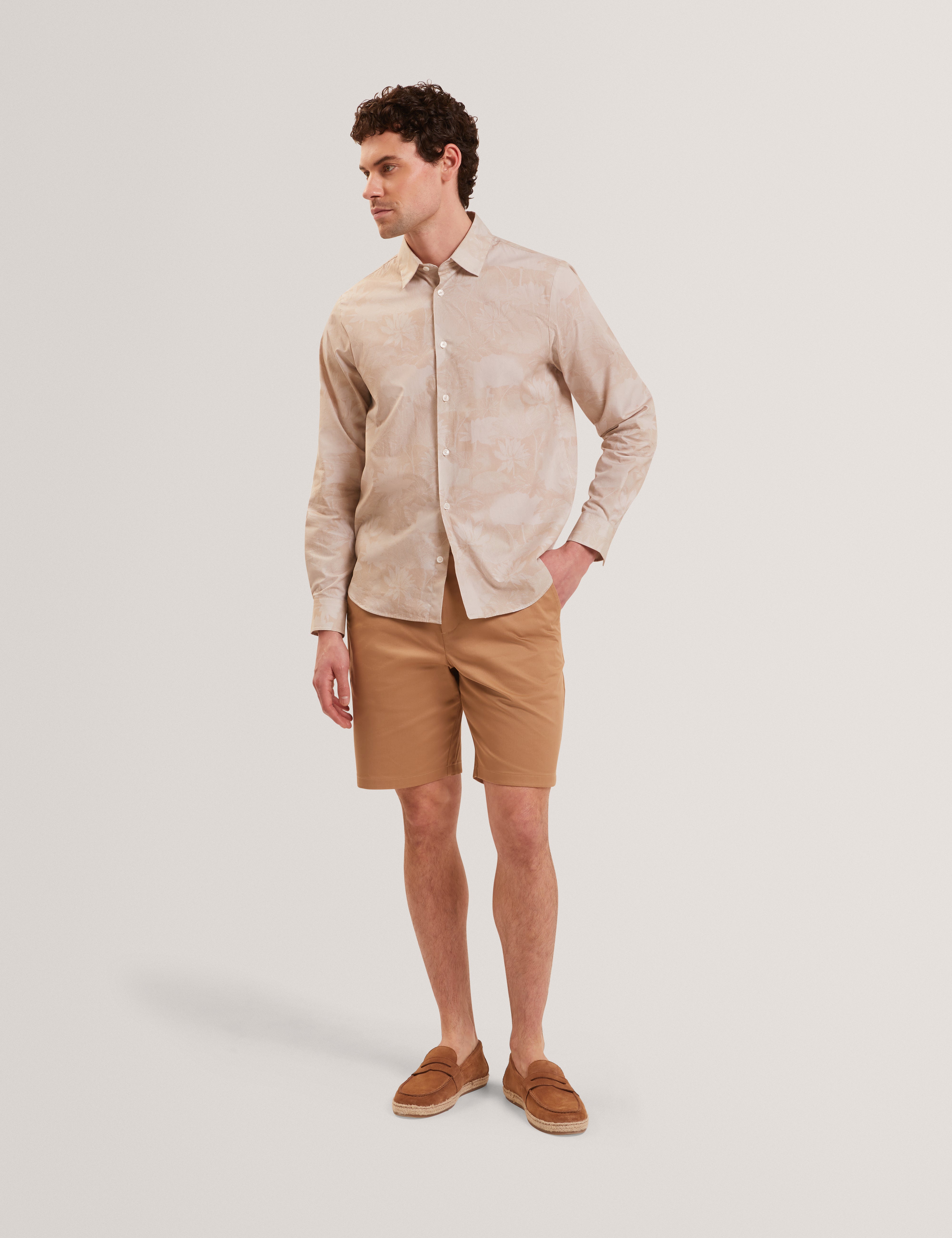 Ocania Long Sleeve Tonal Floral Print Ecru