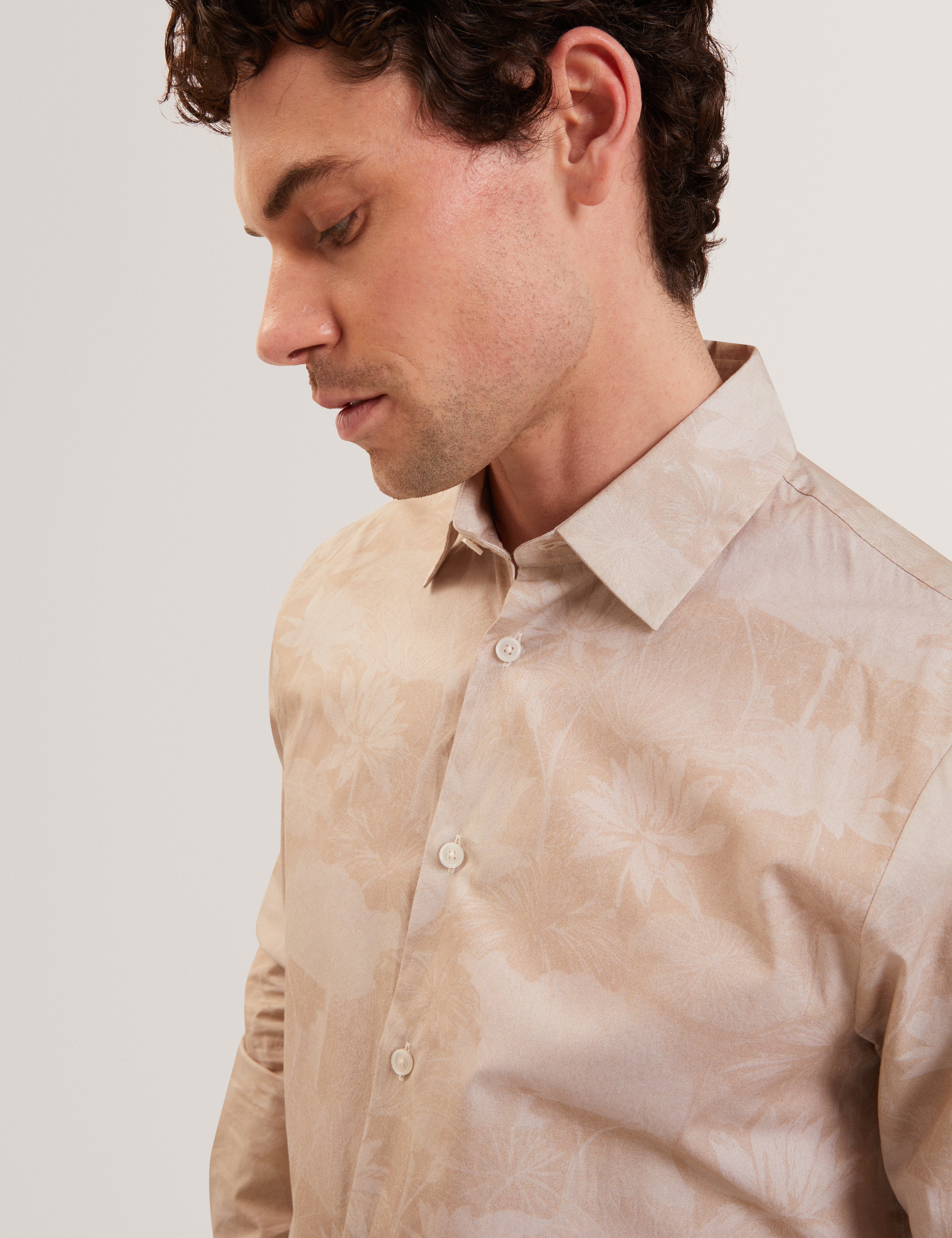 Ocania Long Sleeve Tonal Floral Print Ecru