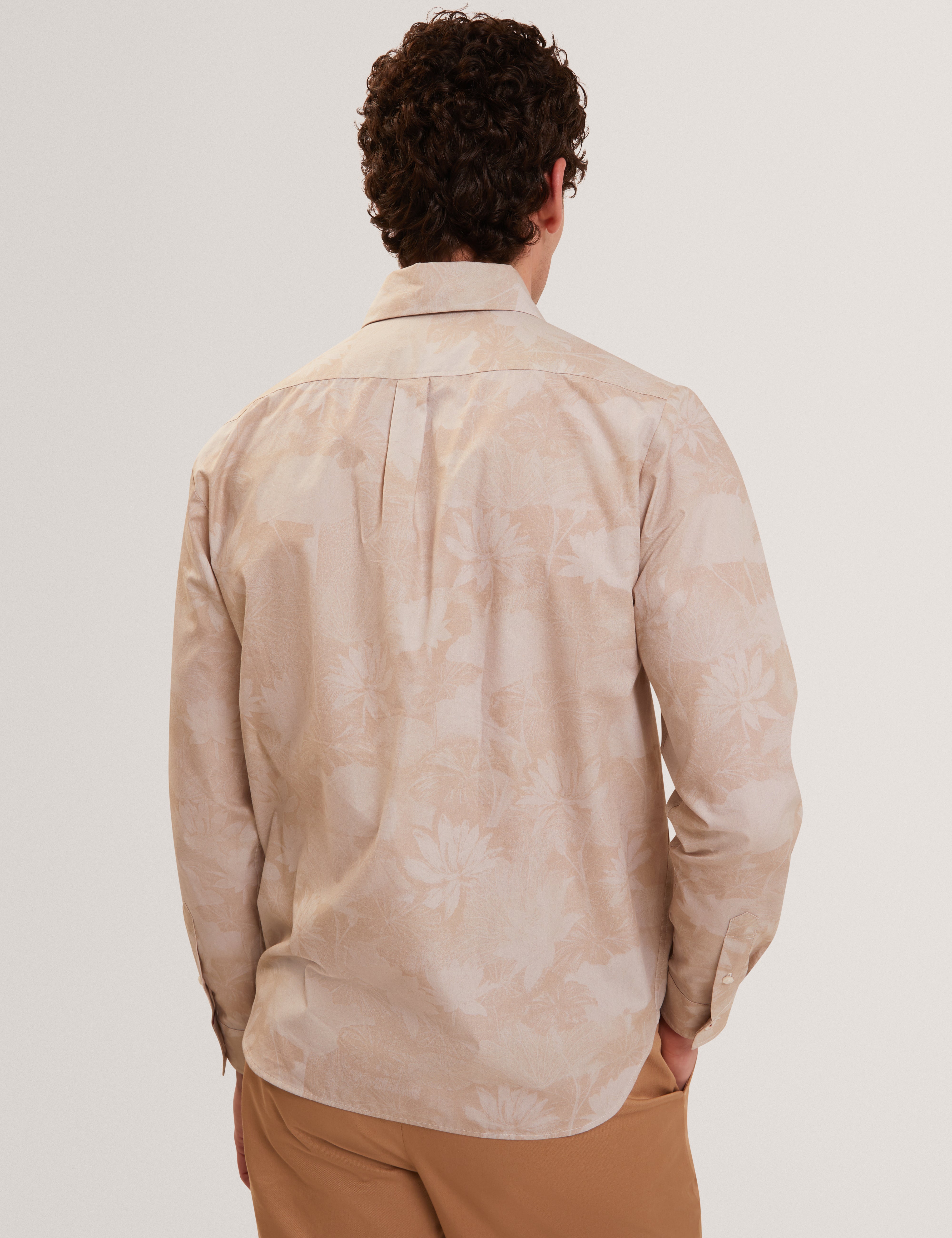 Ocania Long Sleeve Tonal Floral Print Ecru