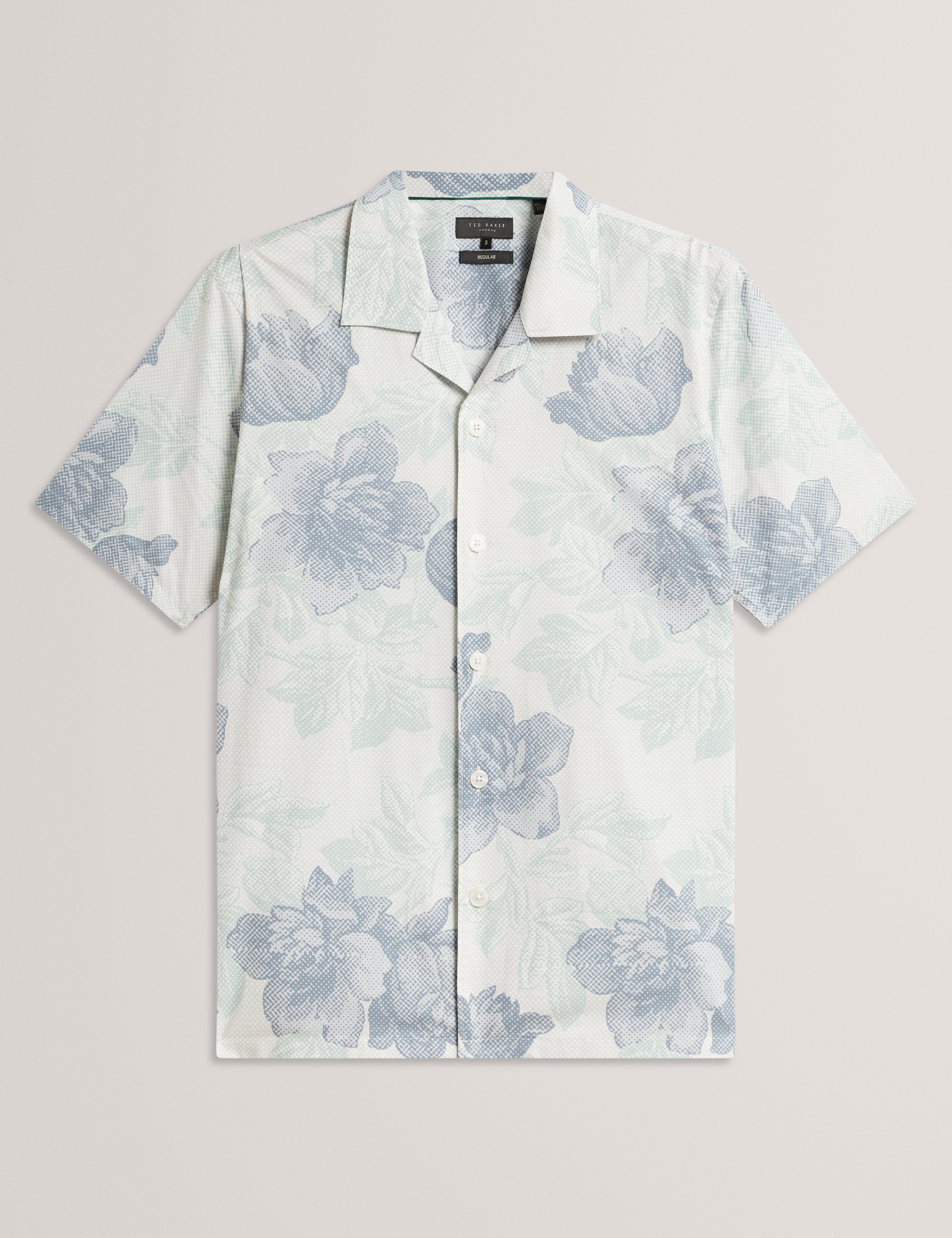 Cesiro Short Sleeve Relaxed Floral Shirt Mid-Green