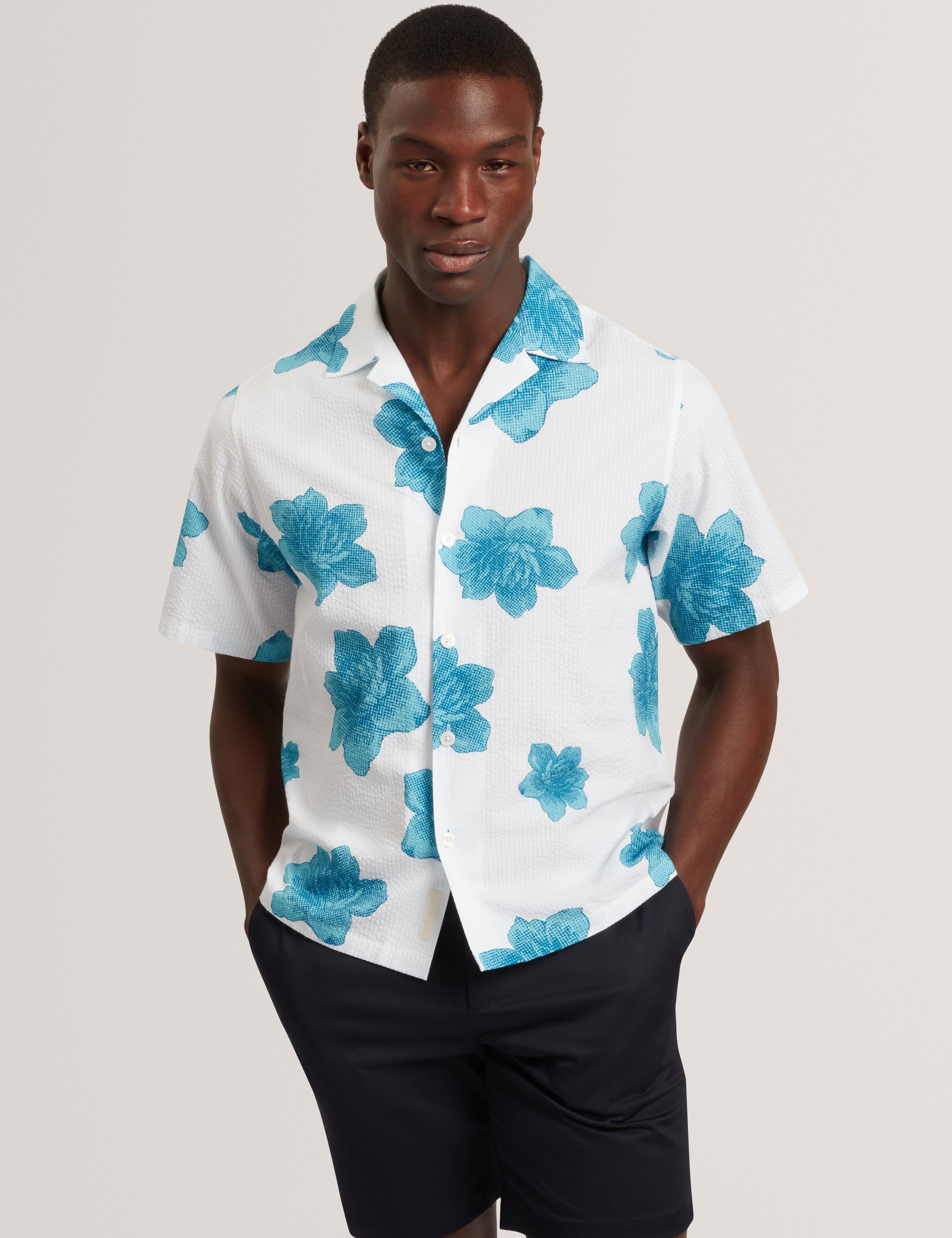 Atalai Short Sleeve Seersucker Floral White