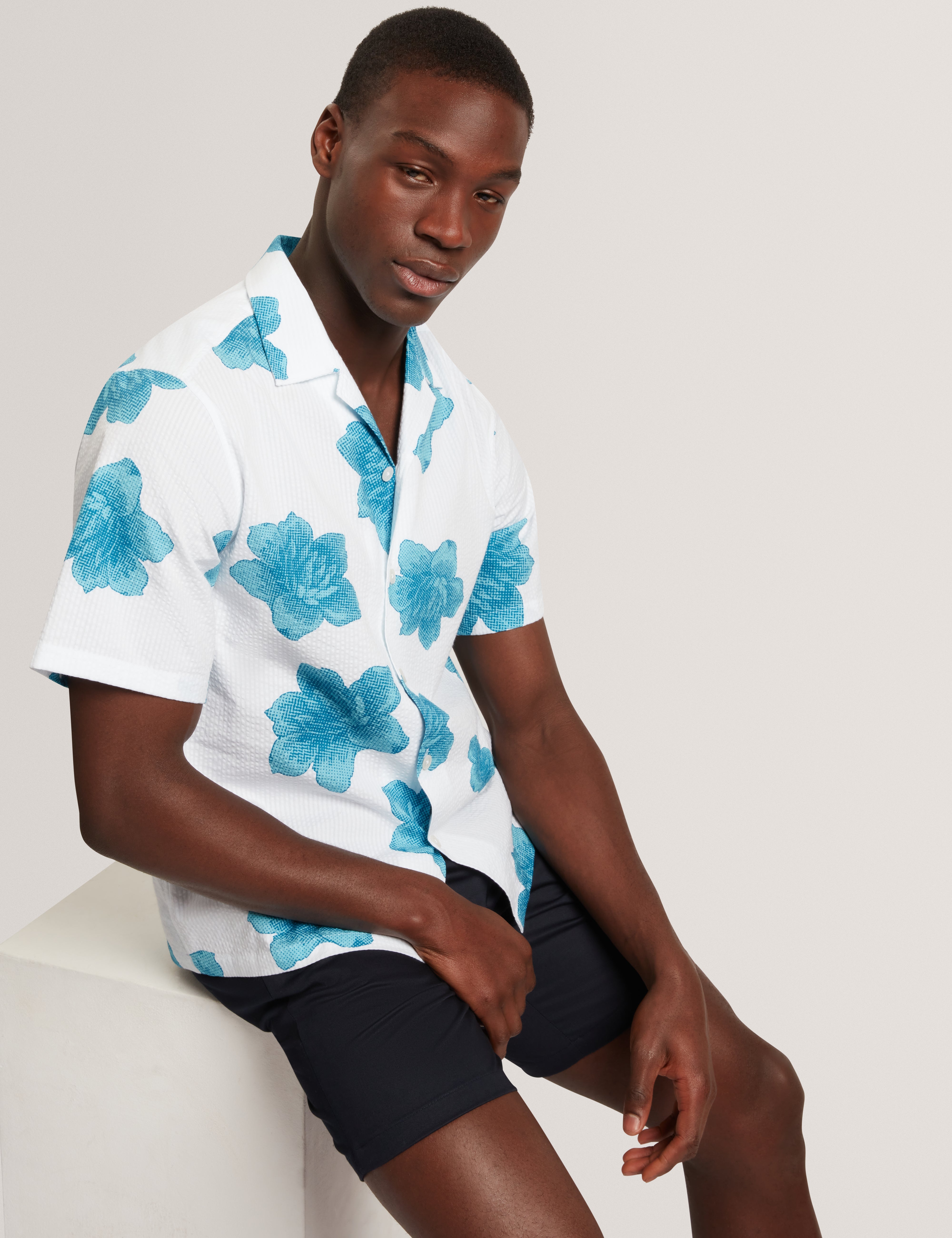 Atalai Short Sleeve Seersucker Floral White