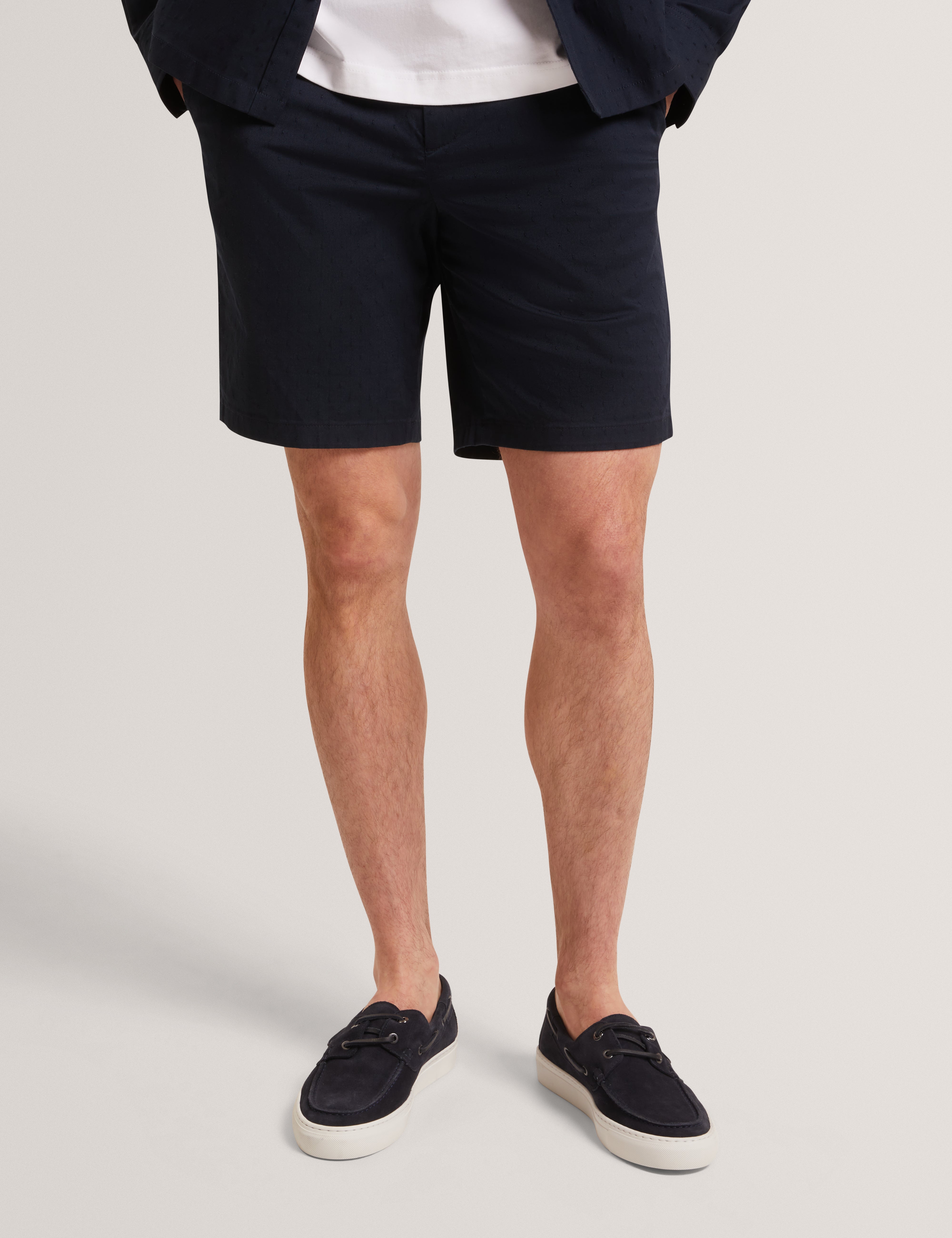 Illario Slim Textured Chino Short Navy