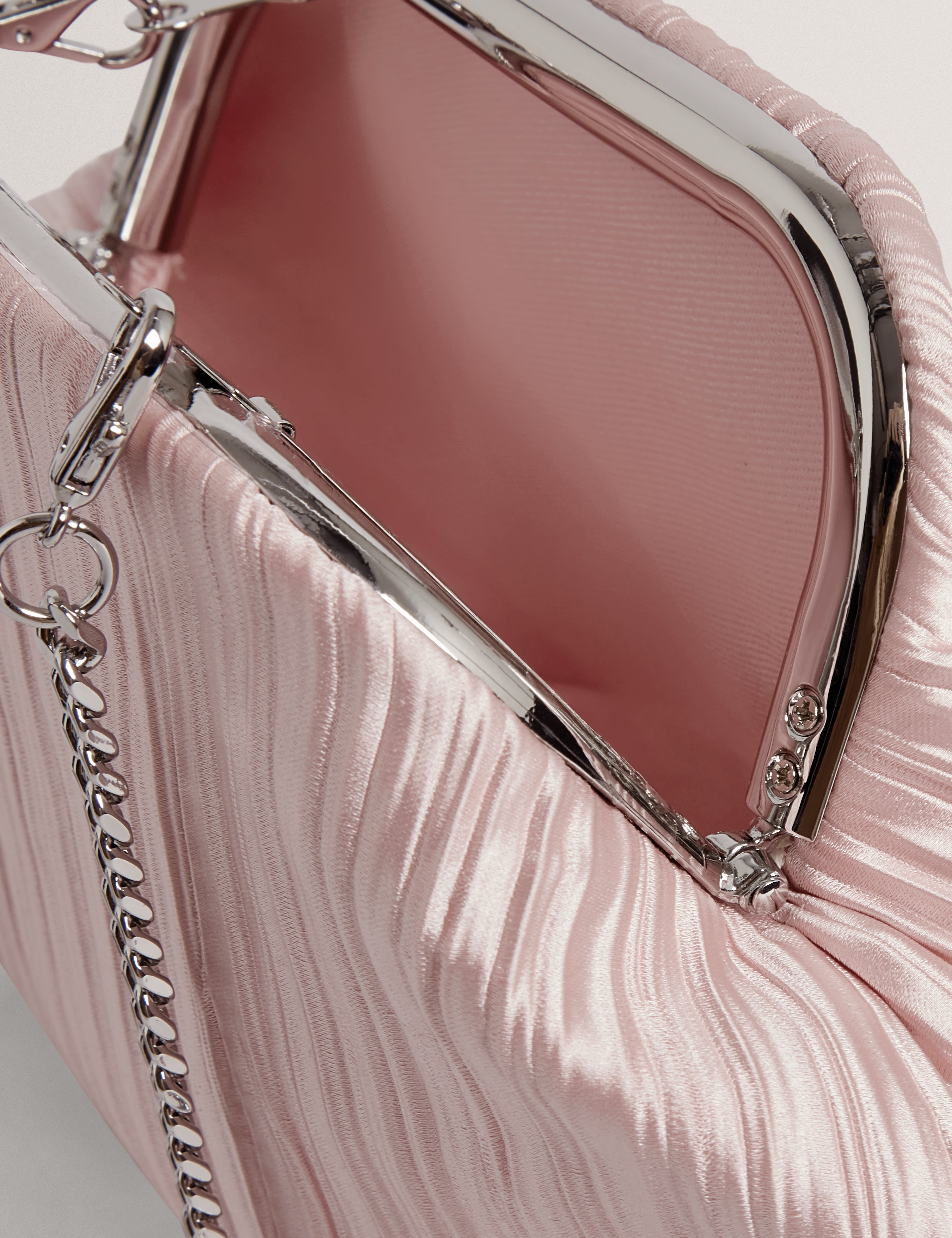 Plisset Soft Satin Pleated Clutch Bag Pink