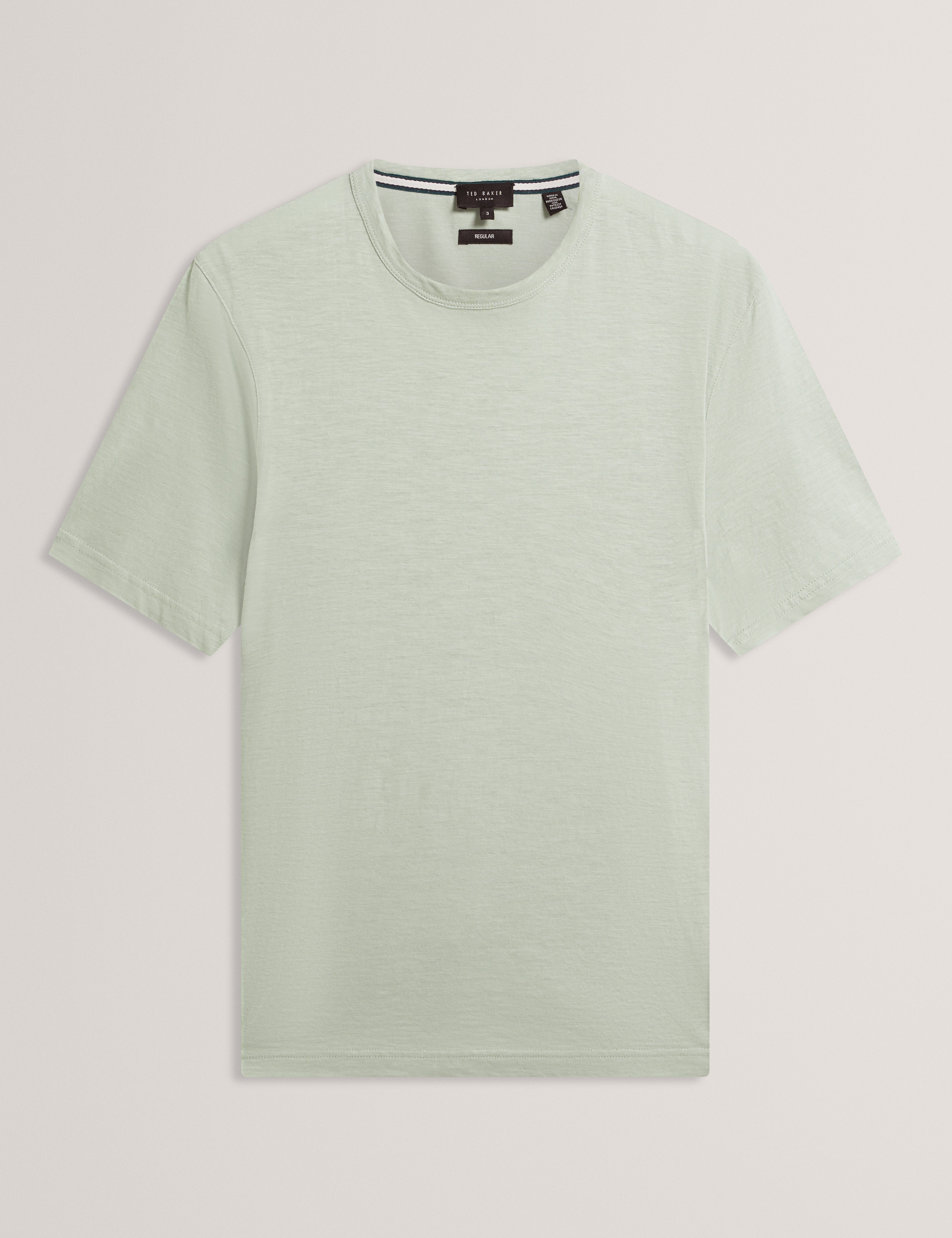 Bartol Short Sleeve Regular Linen Cotton T-Shirt Mid-Green