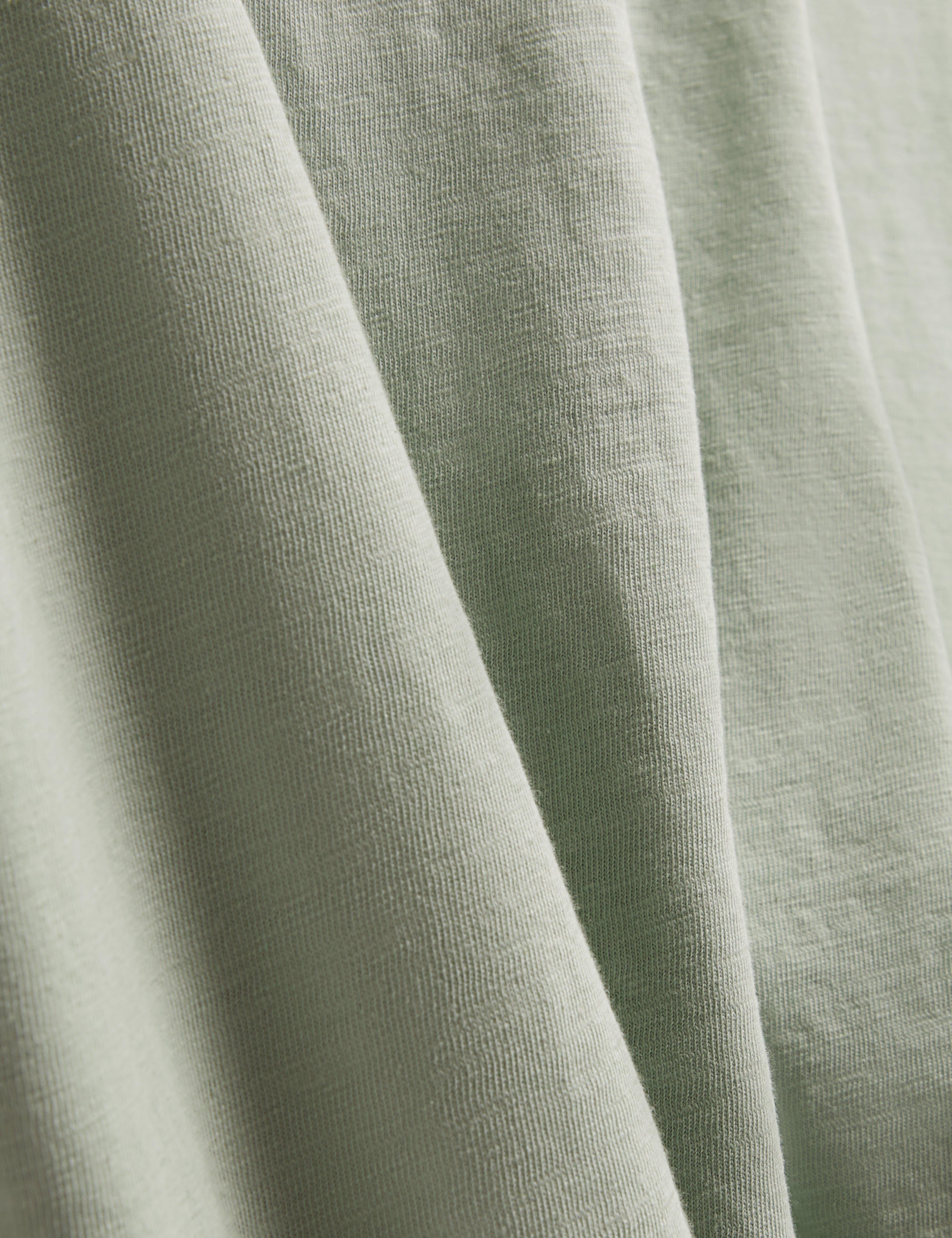 Bartol Short Sleeve Regular Linen Cotton T-Shirt Mid-Green