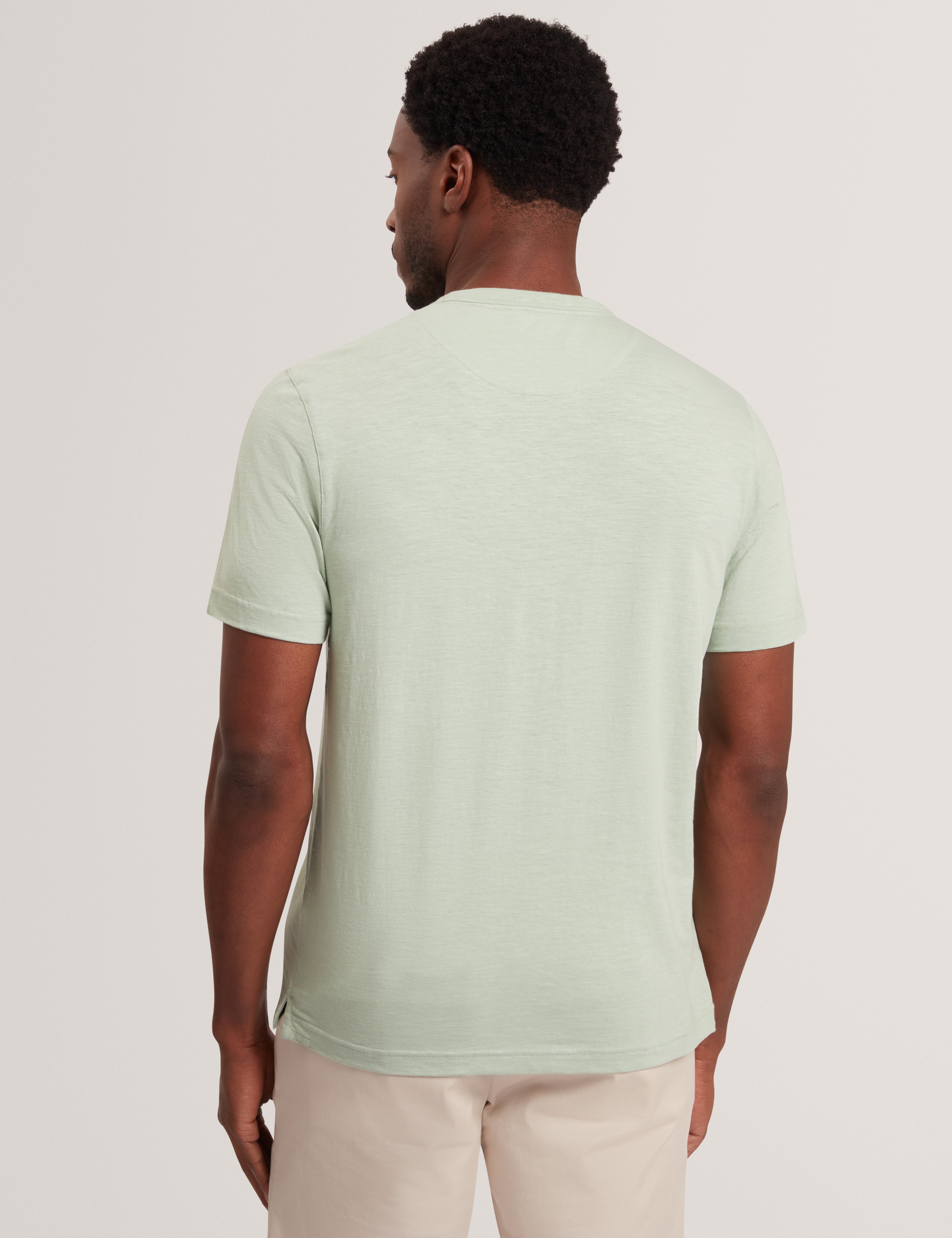 Bartol Short Sleeve Regular Linen Cotton T-Shirt Mid-Green