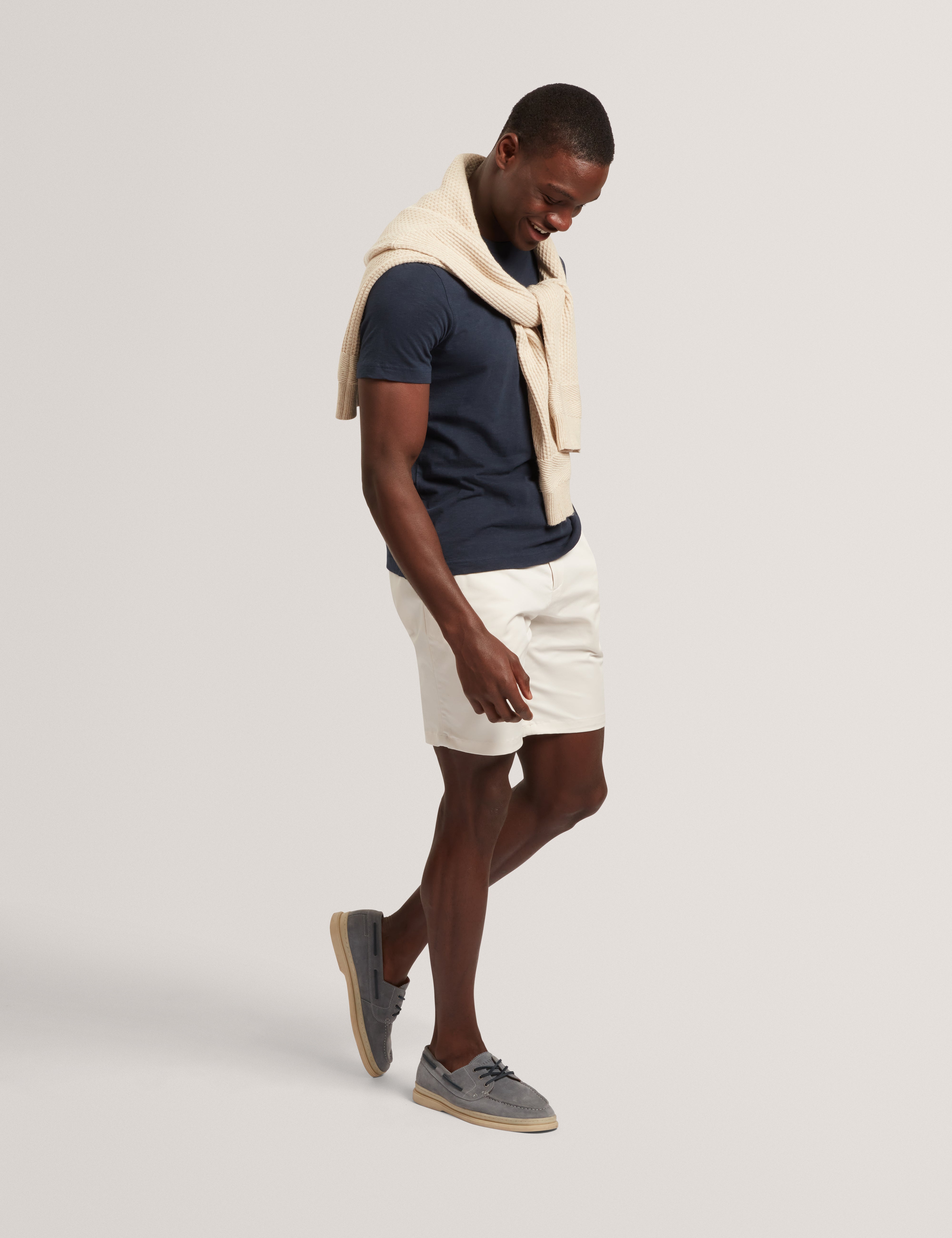 Bartol Short Sleeve Regular Linen Cotton T-Shirt Navy