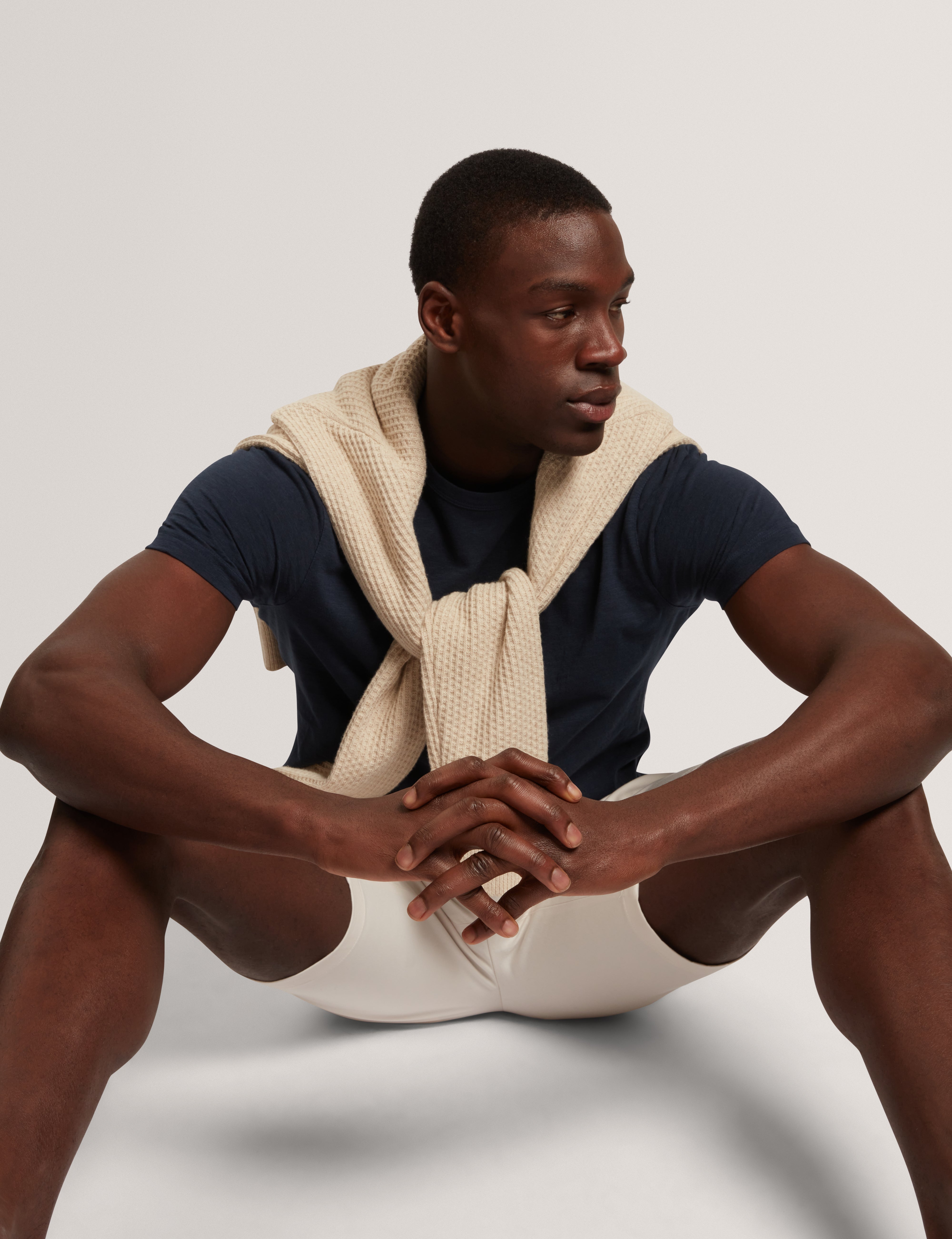Bartol Short Sleeve Regular Linen Cotton T-Shirt Navy