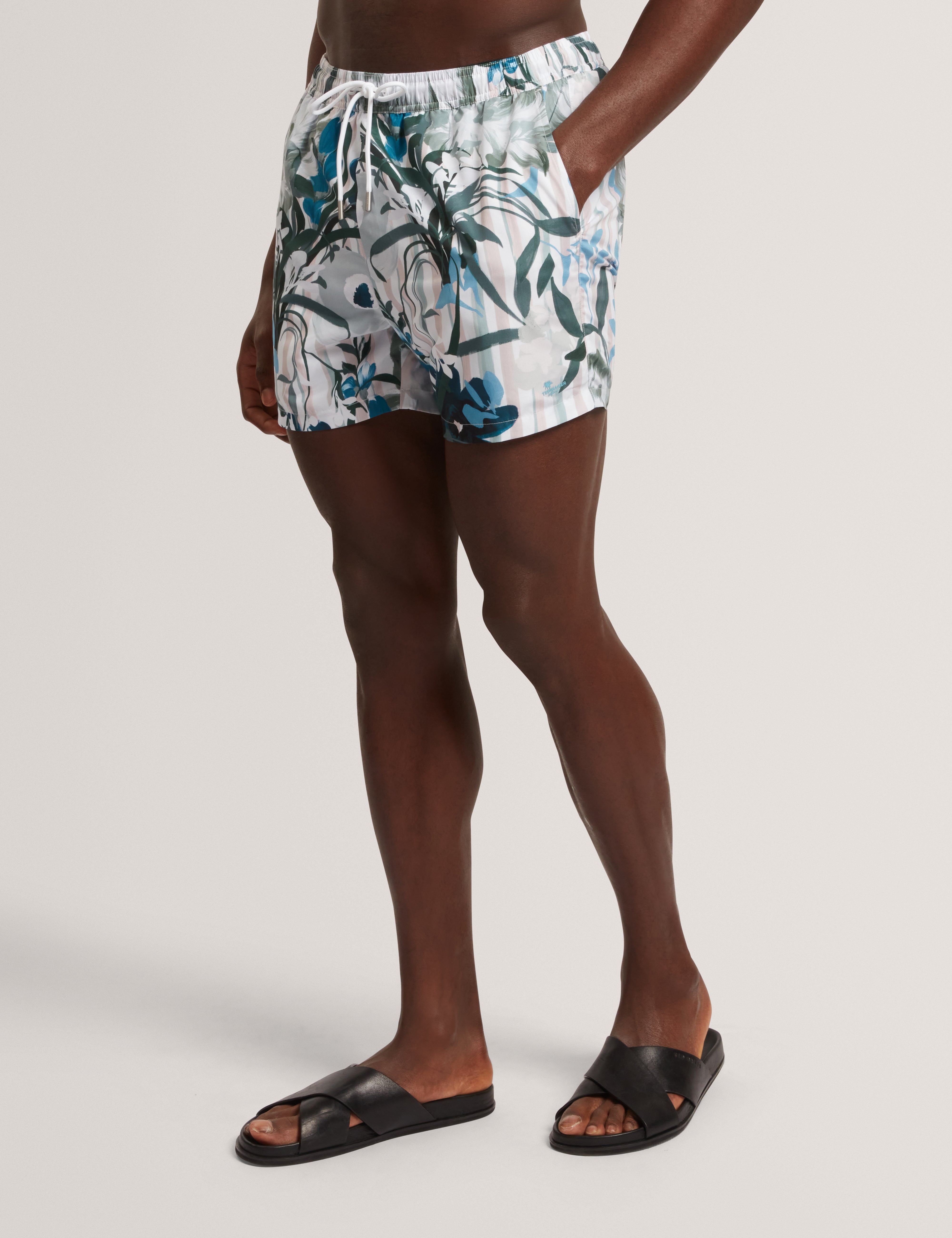 Palmdle Floral Stripe Printed Swim Short Pink