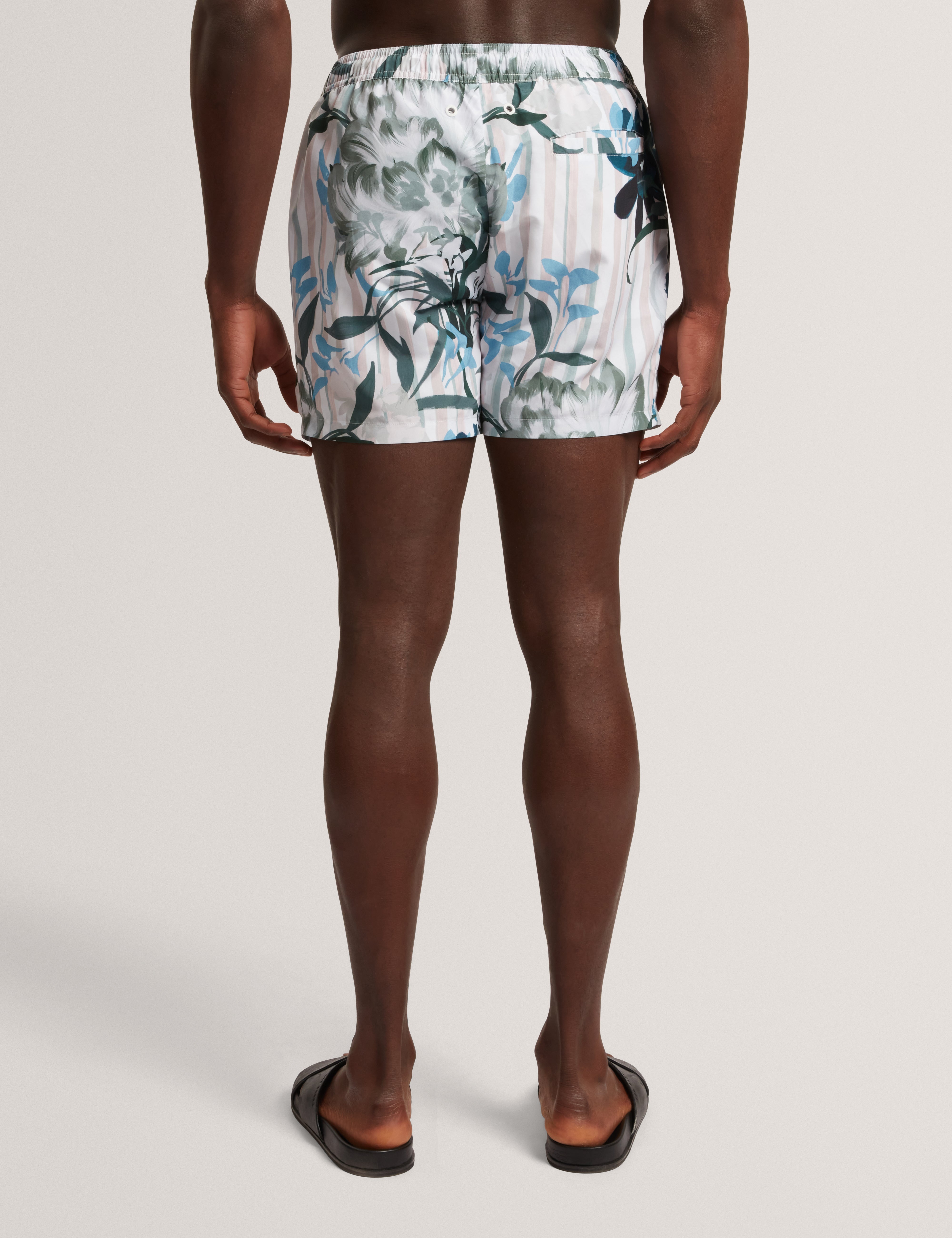 Palmdle Floral Stripe Printed Swim Short Pink