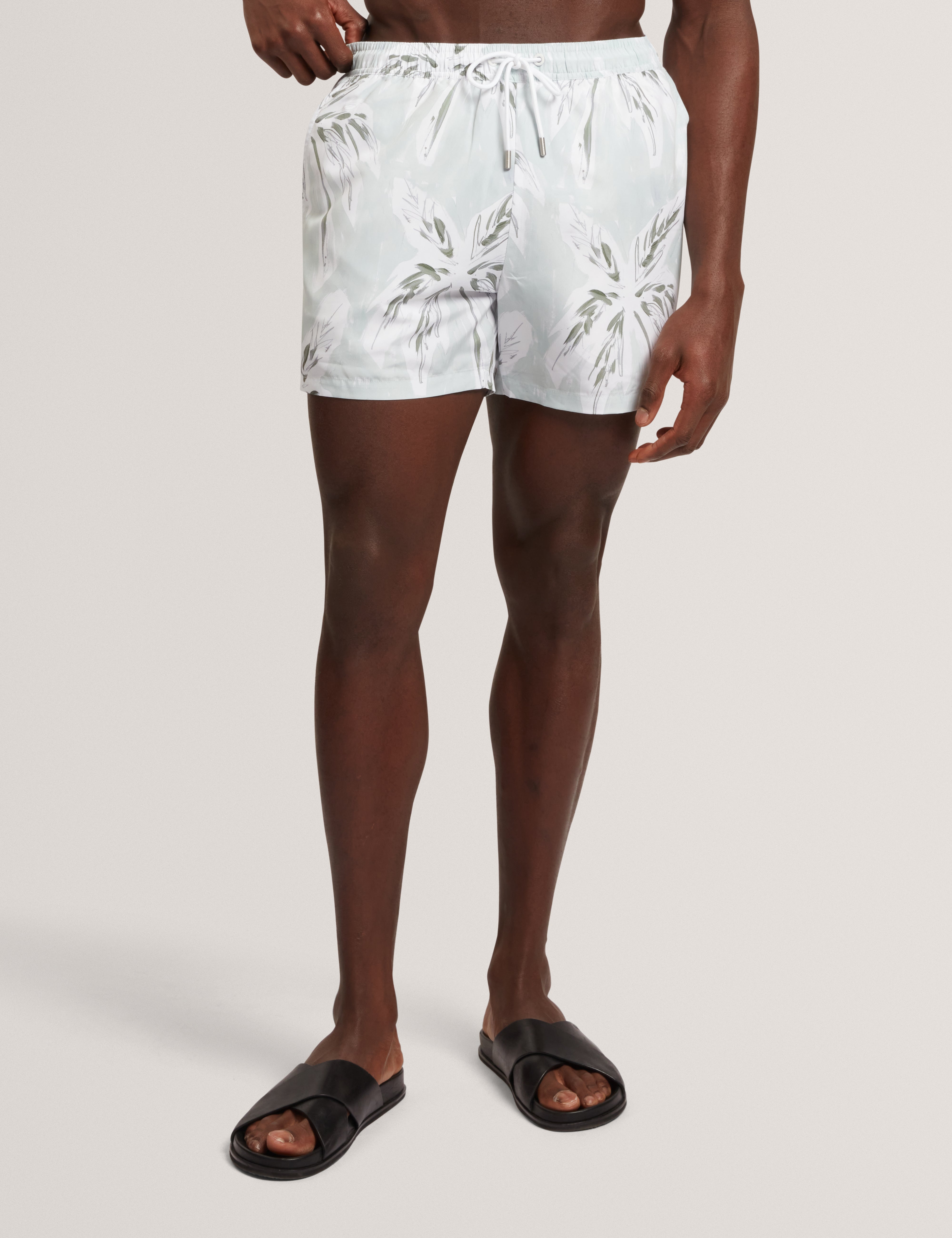Verdes Palm Print Swim Short Lt-Green