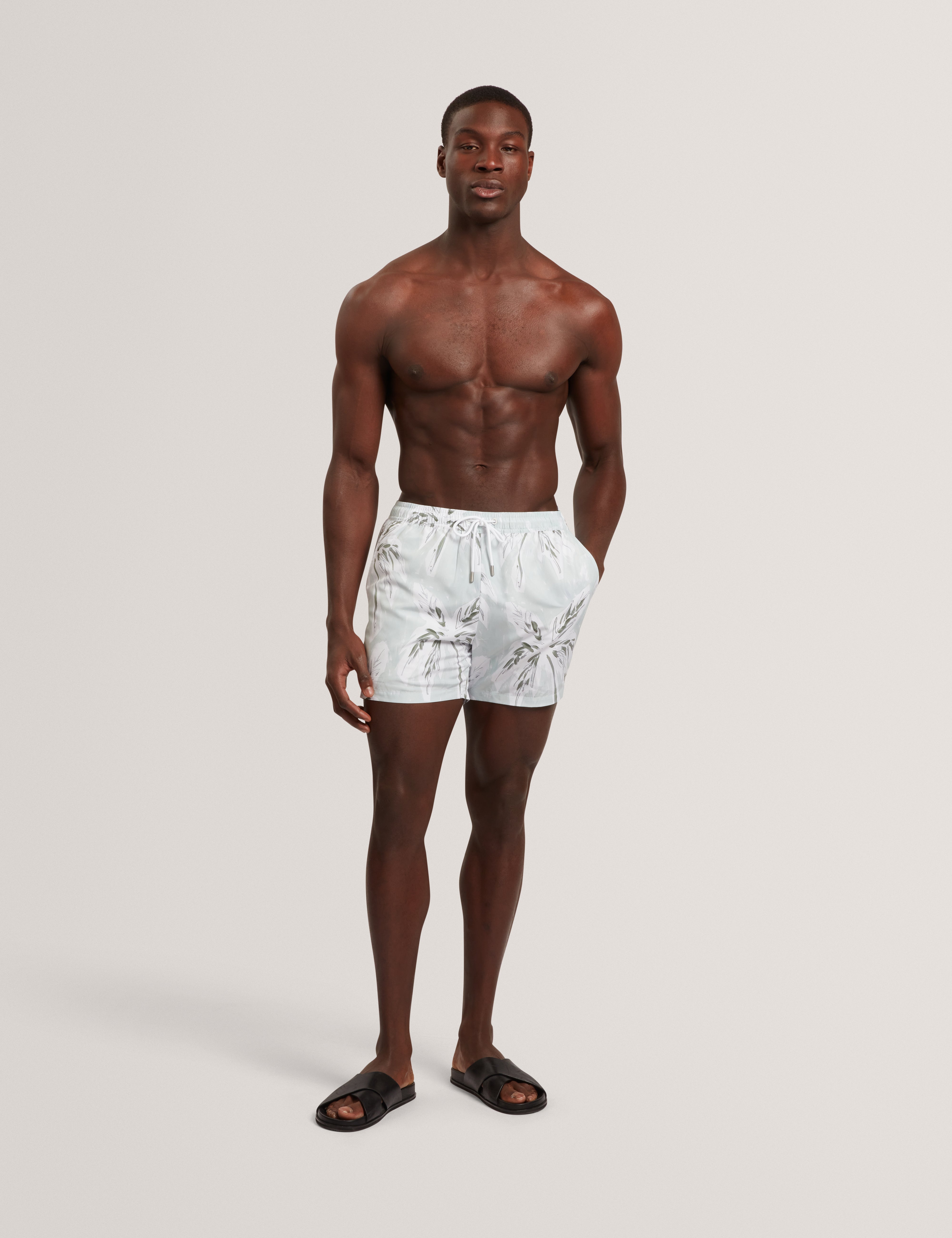 Verdes Palm Print Swim Short Lt-Green