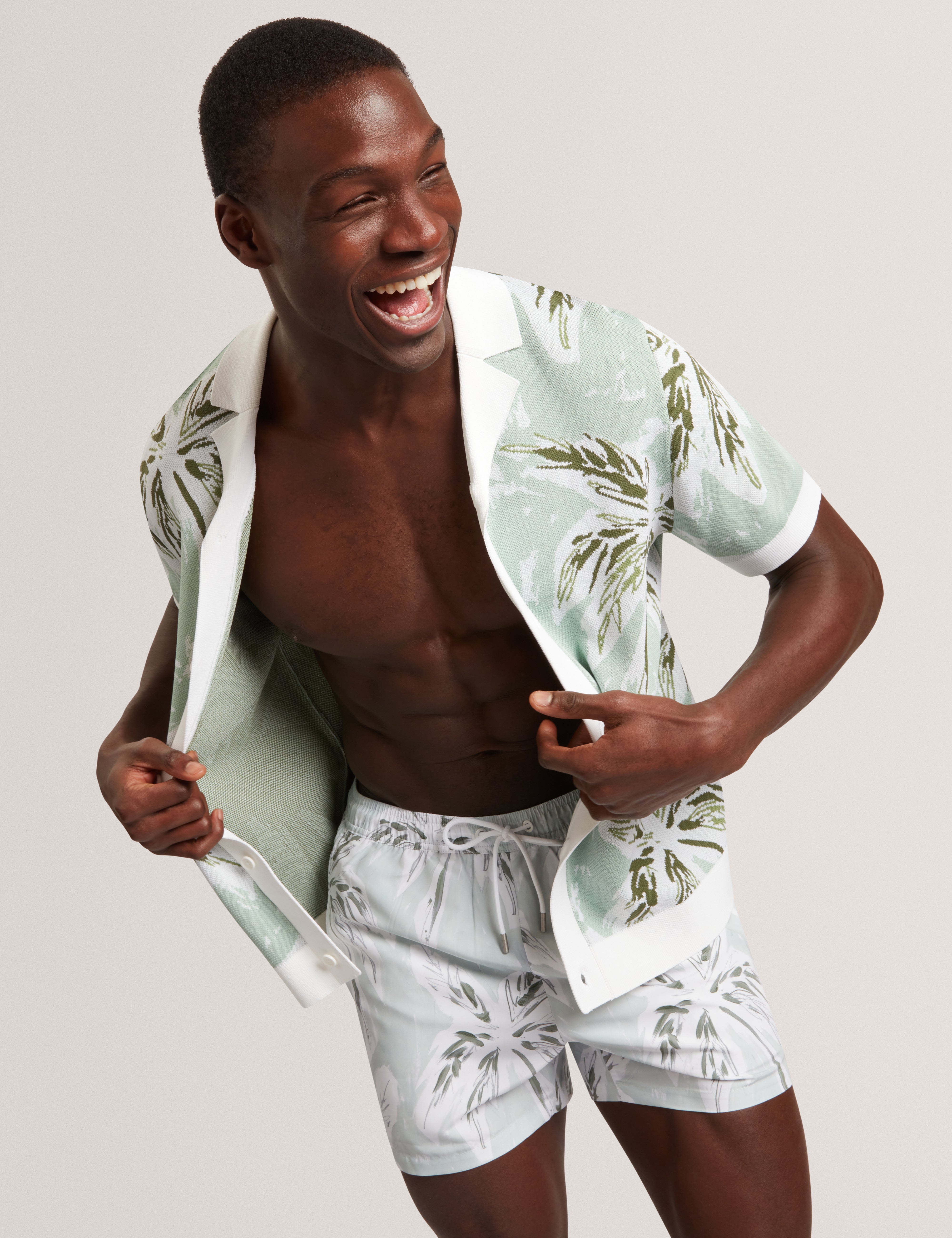 Verdes Palm Print Swim Short Lt-Green