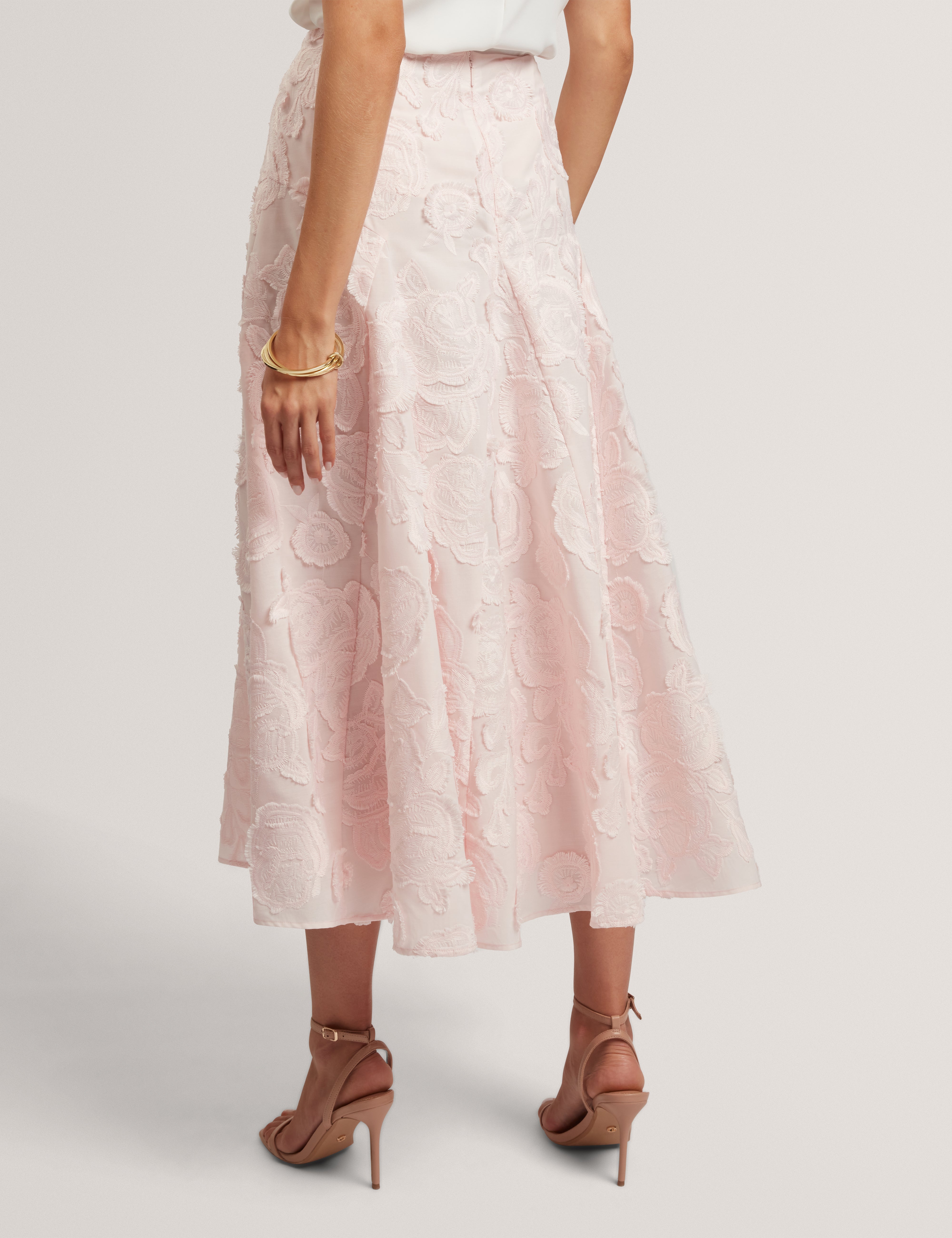 Eccrina Diagonal Seam Midi Skirt Pink