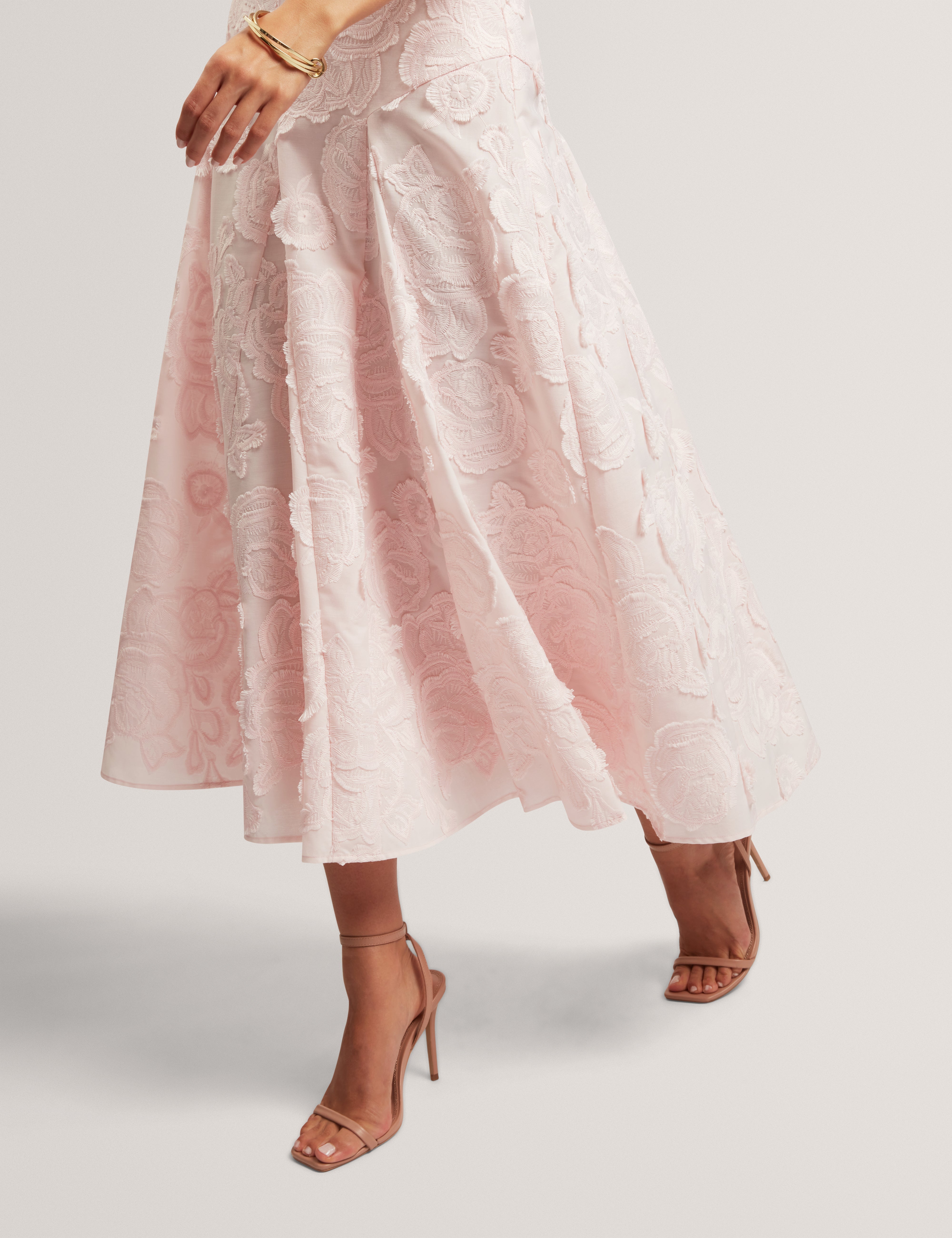 Eccrina Diagonal Seam Midi Skirt Pink