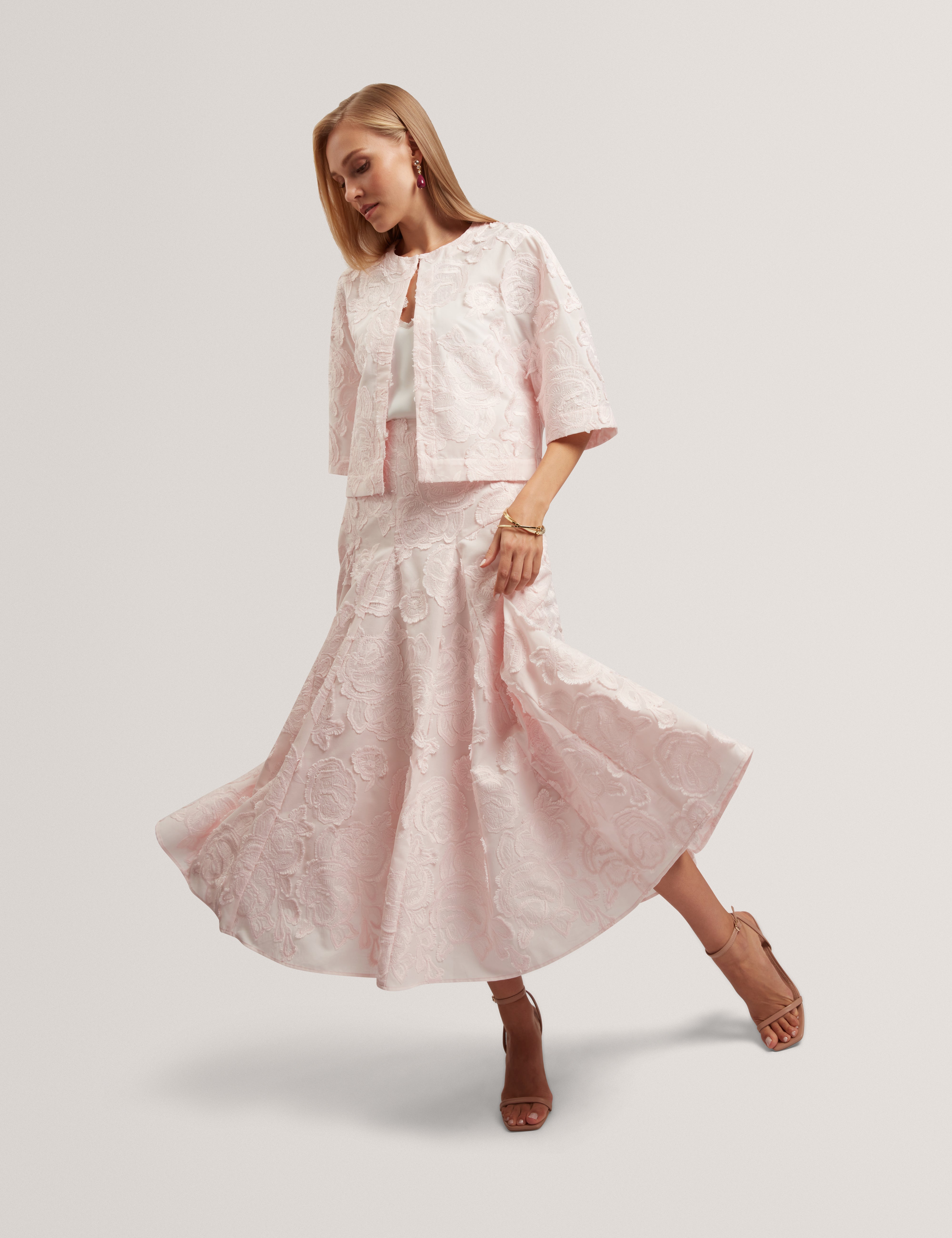 Eccrina Diagonal Seam Midi Skirt Pink
