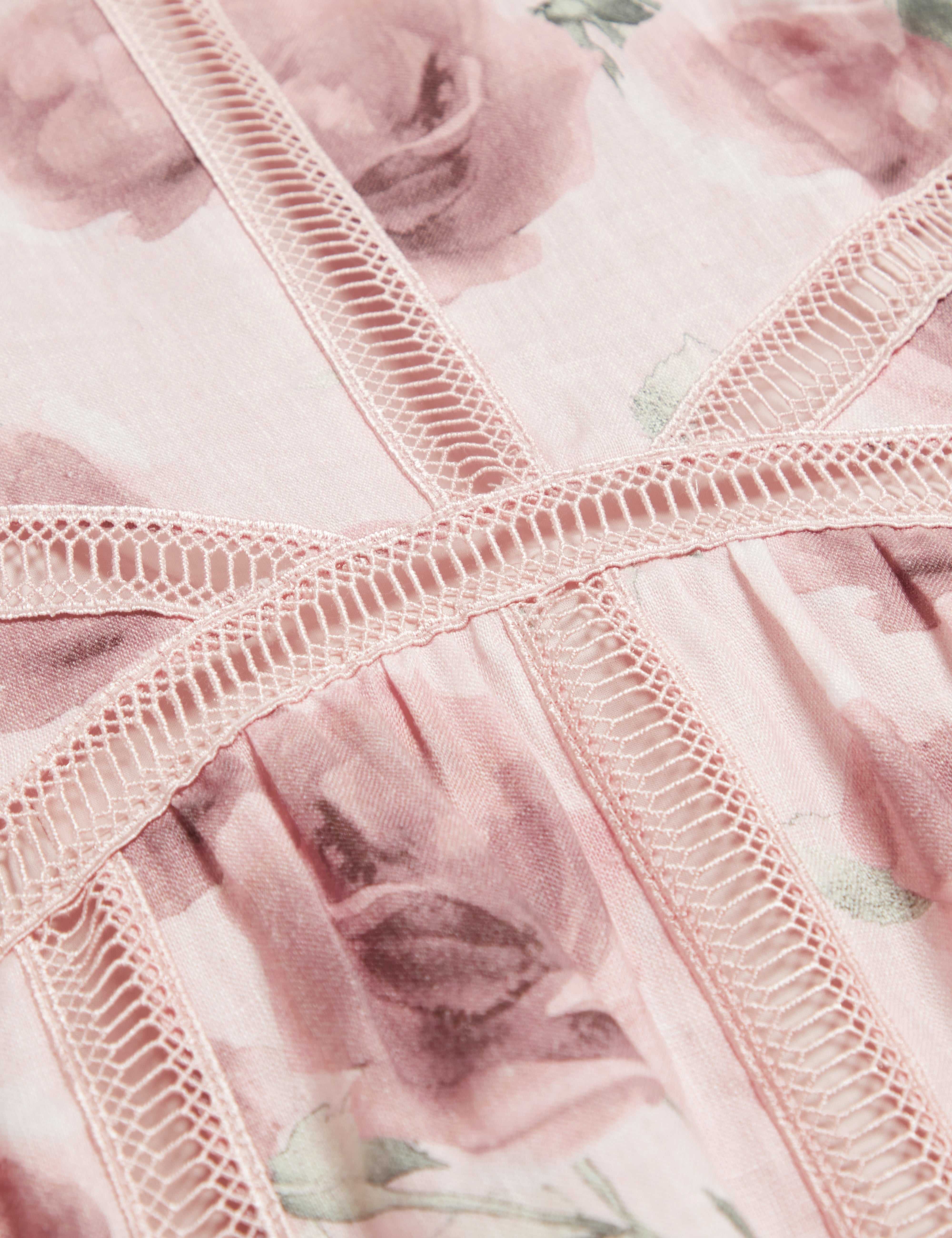 Rolaa Long Sleeve Floral Printed Mini Dress Pink