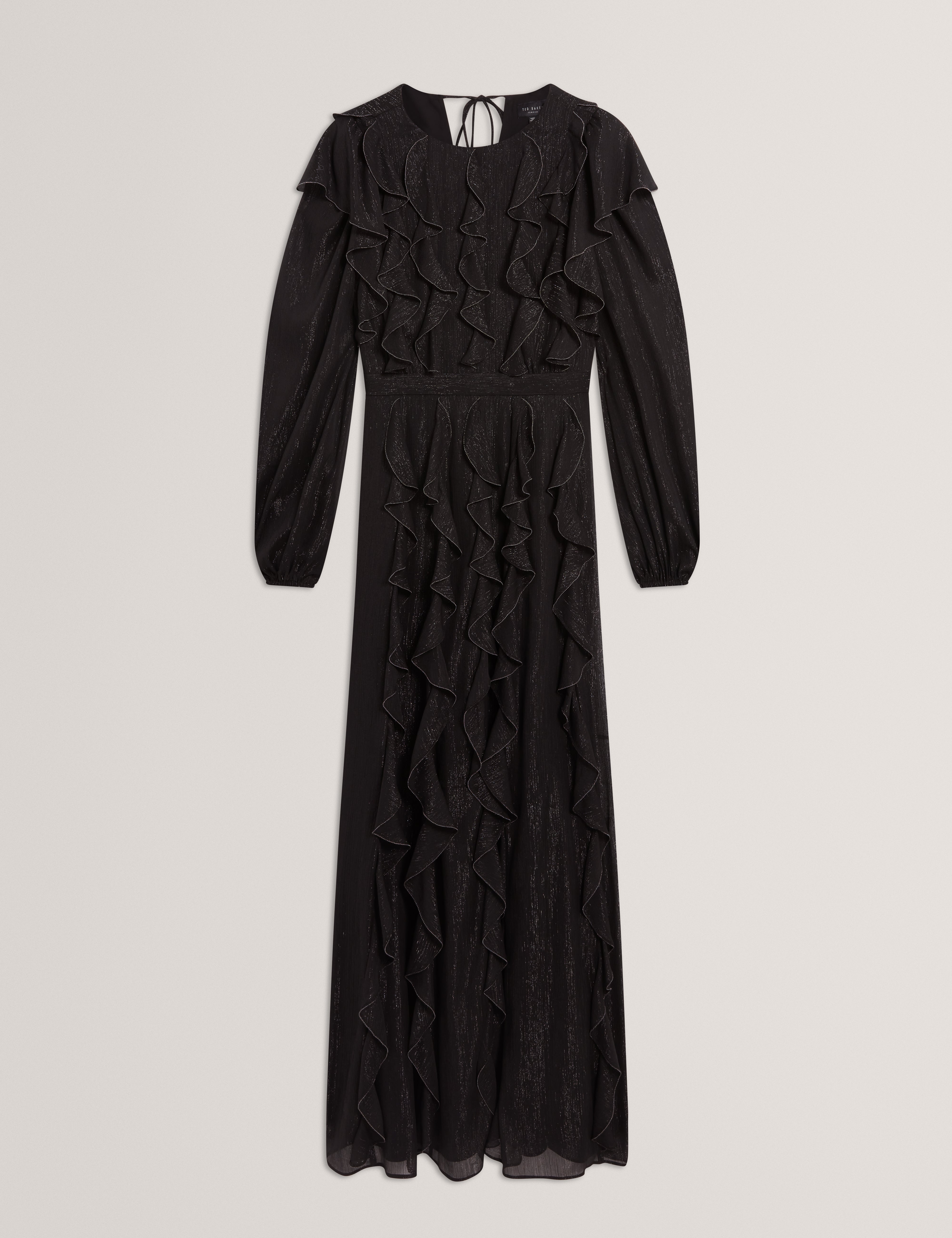 Liyanna Long Sleeve Ruffle Maxi Dress Black