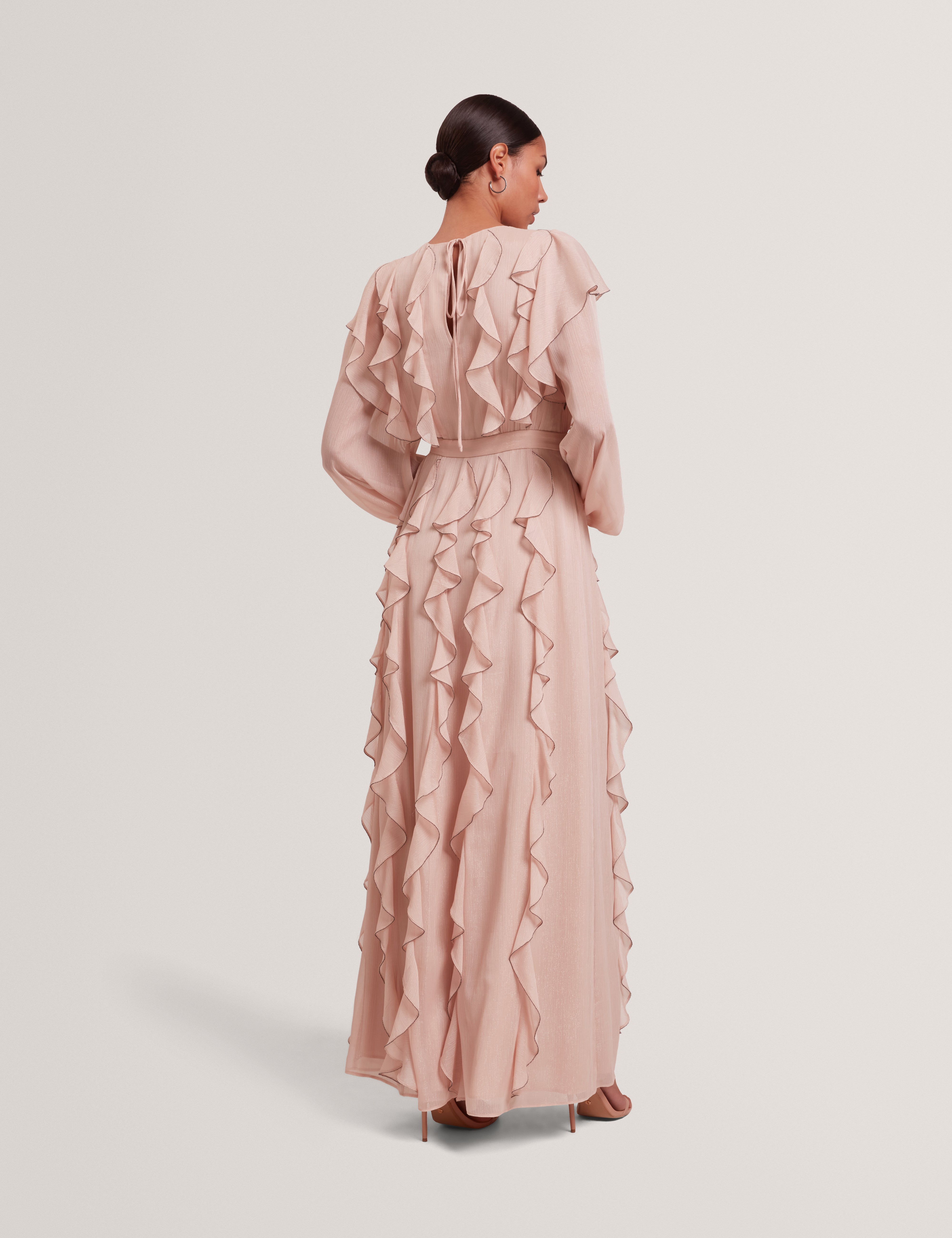 Liyanna Long Sleeve Ruffle Maxi Dress Pink
