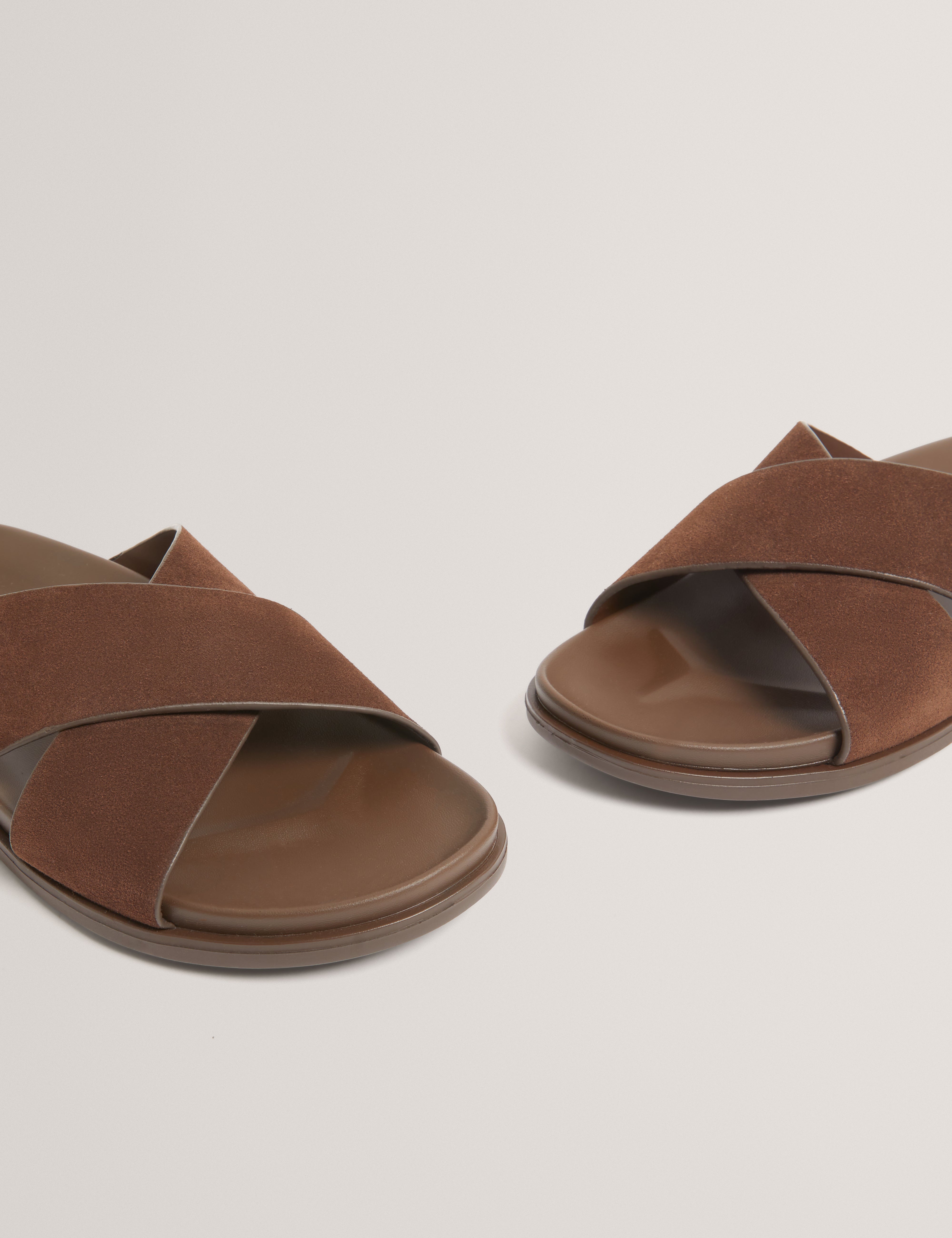 Teviin Tb Script Suede Mix Sandals Brn-Choc