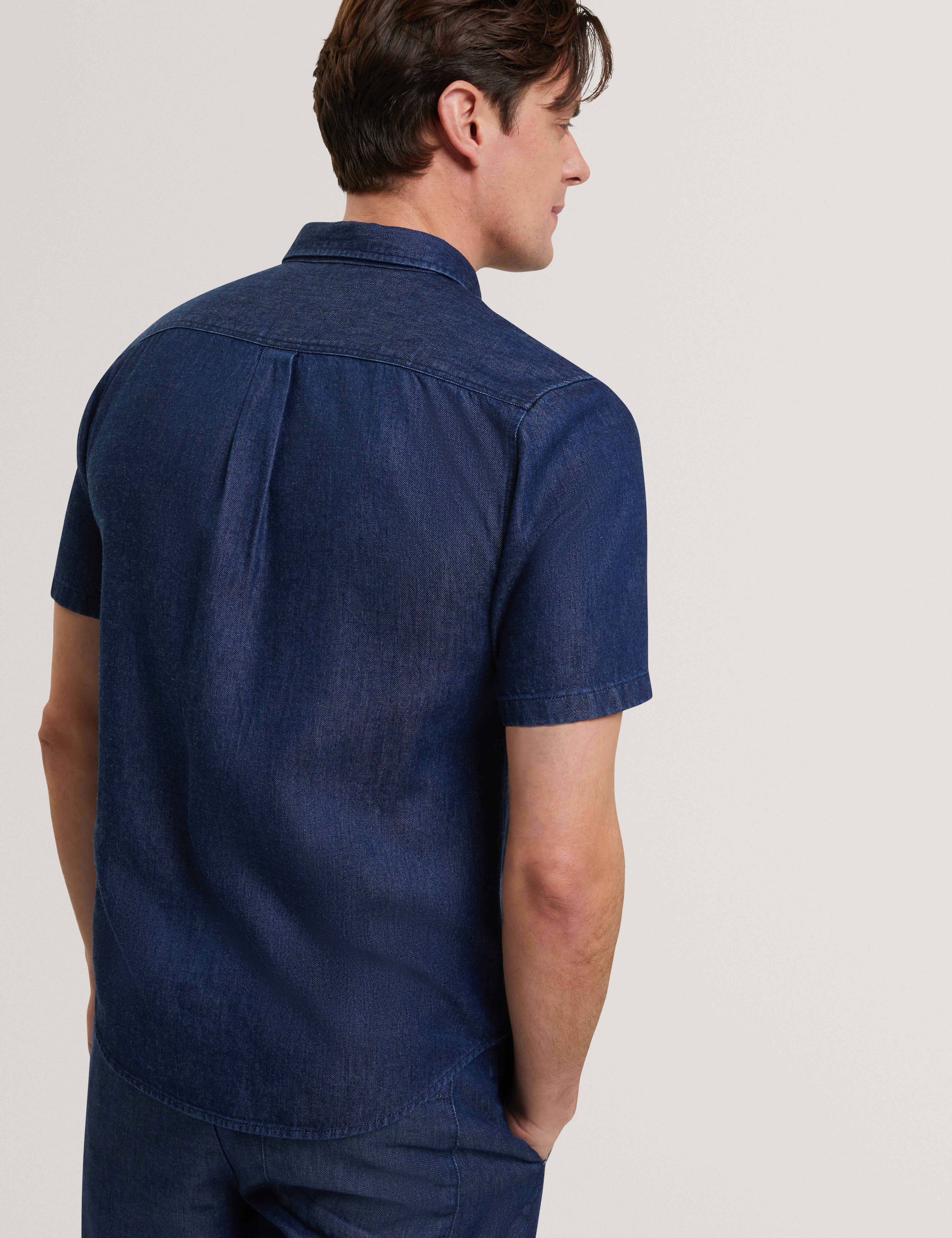 Mirek Short Sleeve Regular Tencel Chambray Shirt Navy-Blue