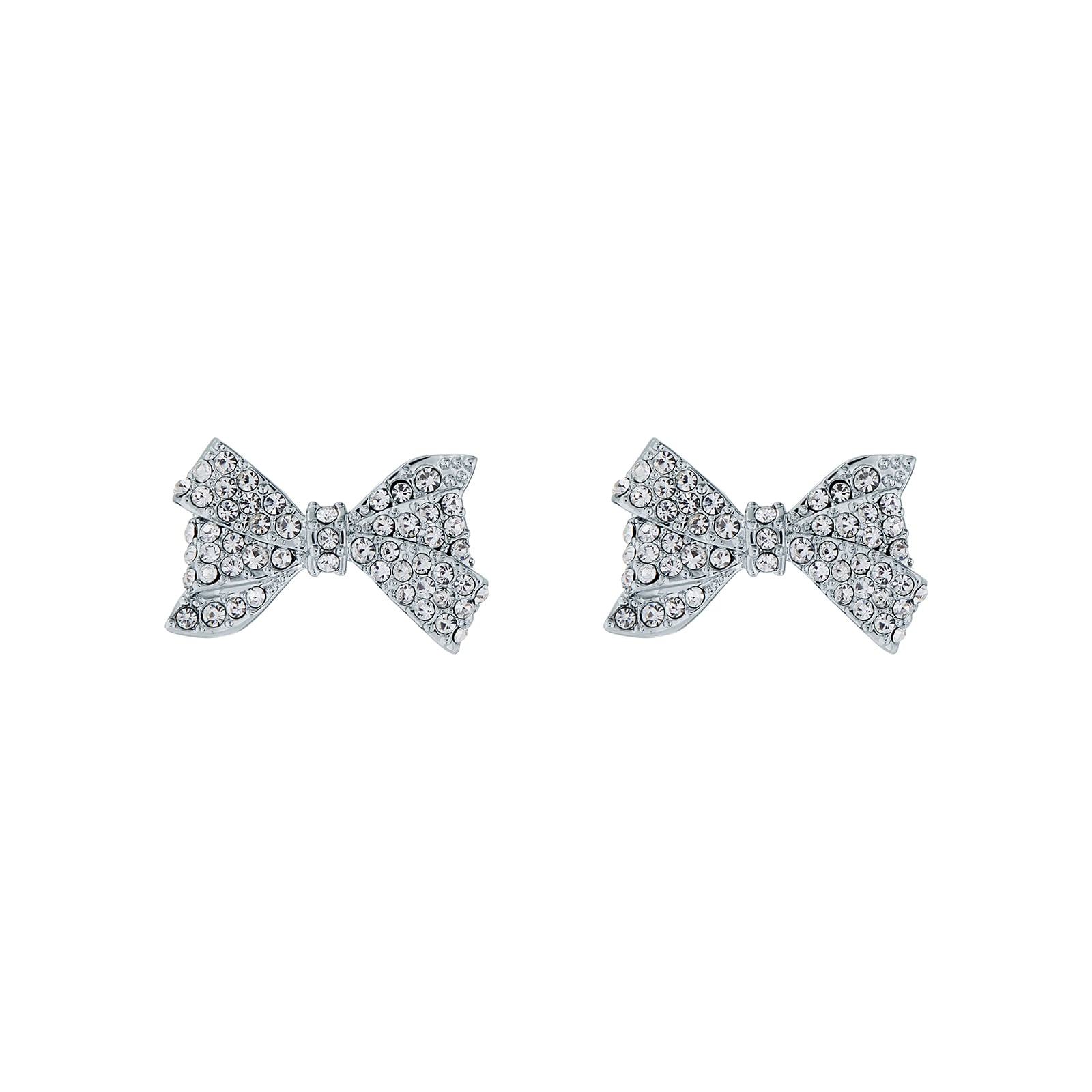 Barseta Crystal Bow Stud Earring Silver