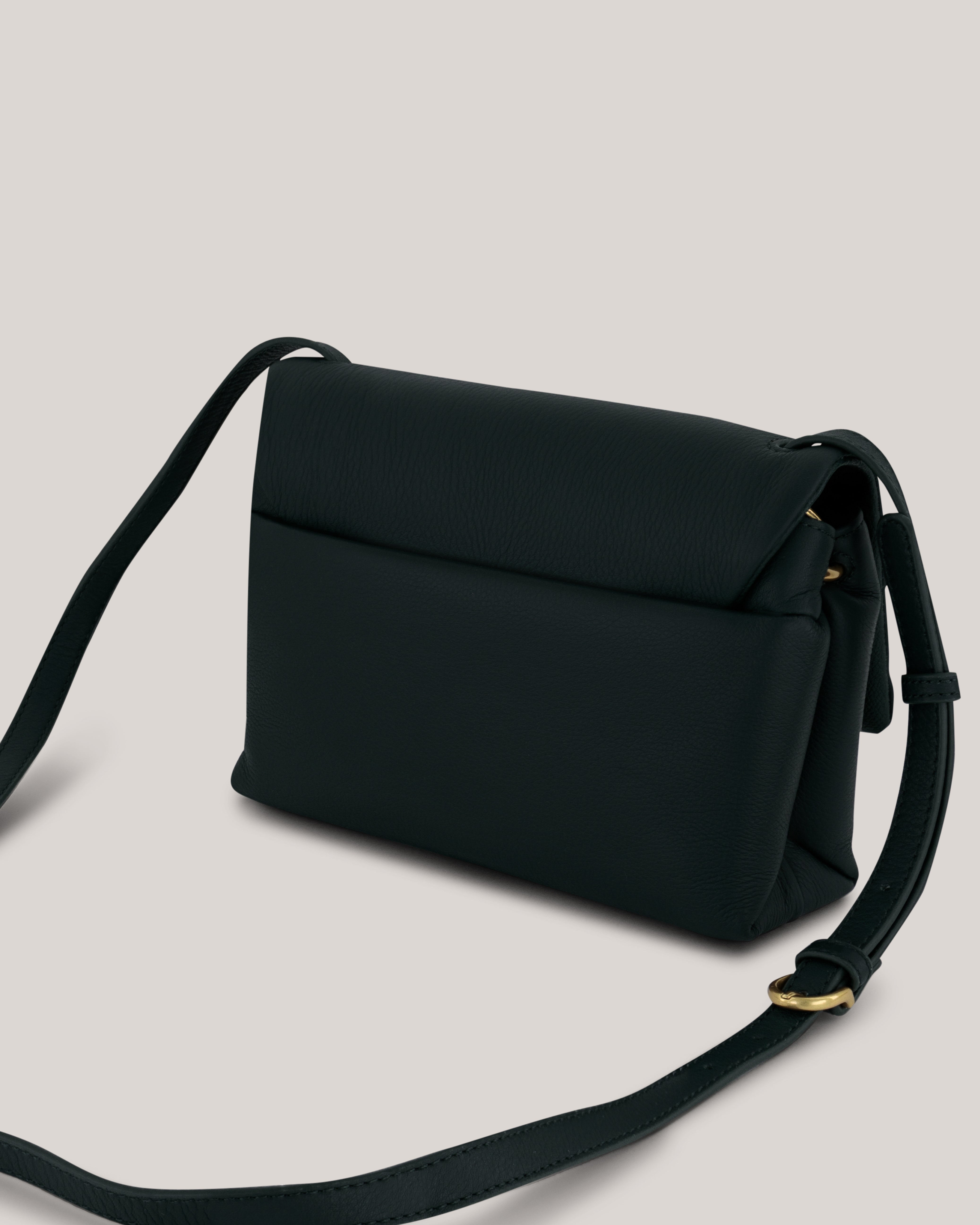 Marrisa Padded Leather Crossbody Bag Mid-Green