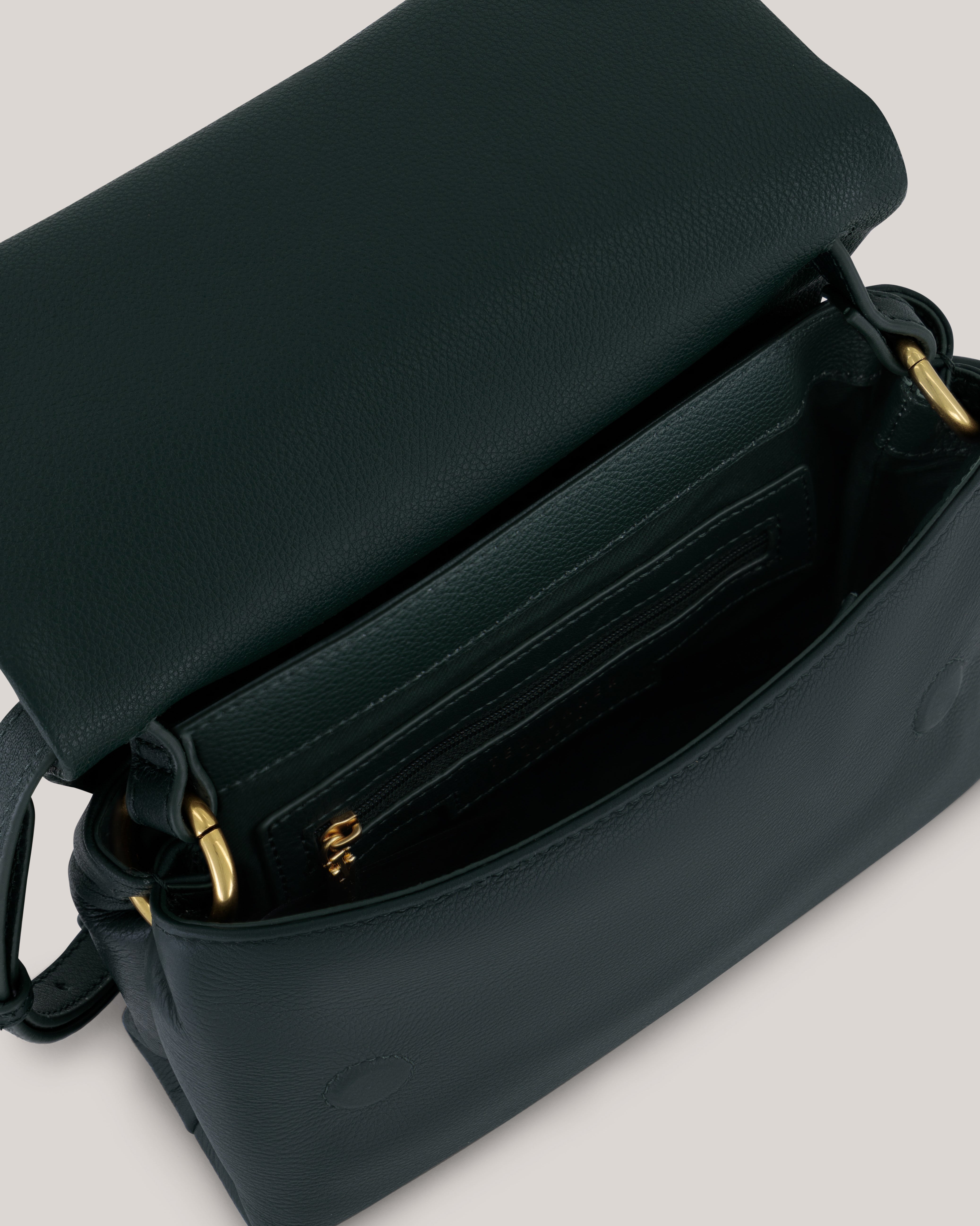 Marrisa Padded Leather Crossbody Bag Mid-Green