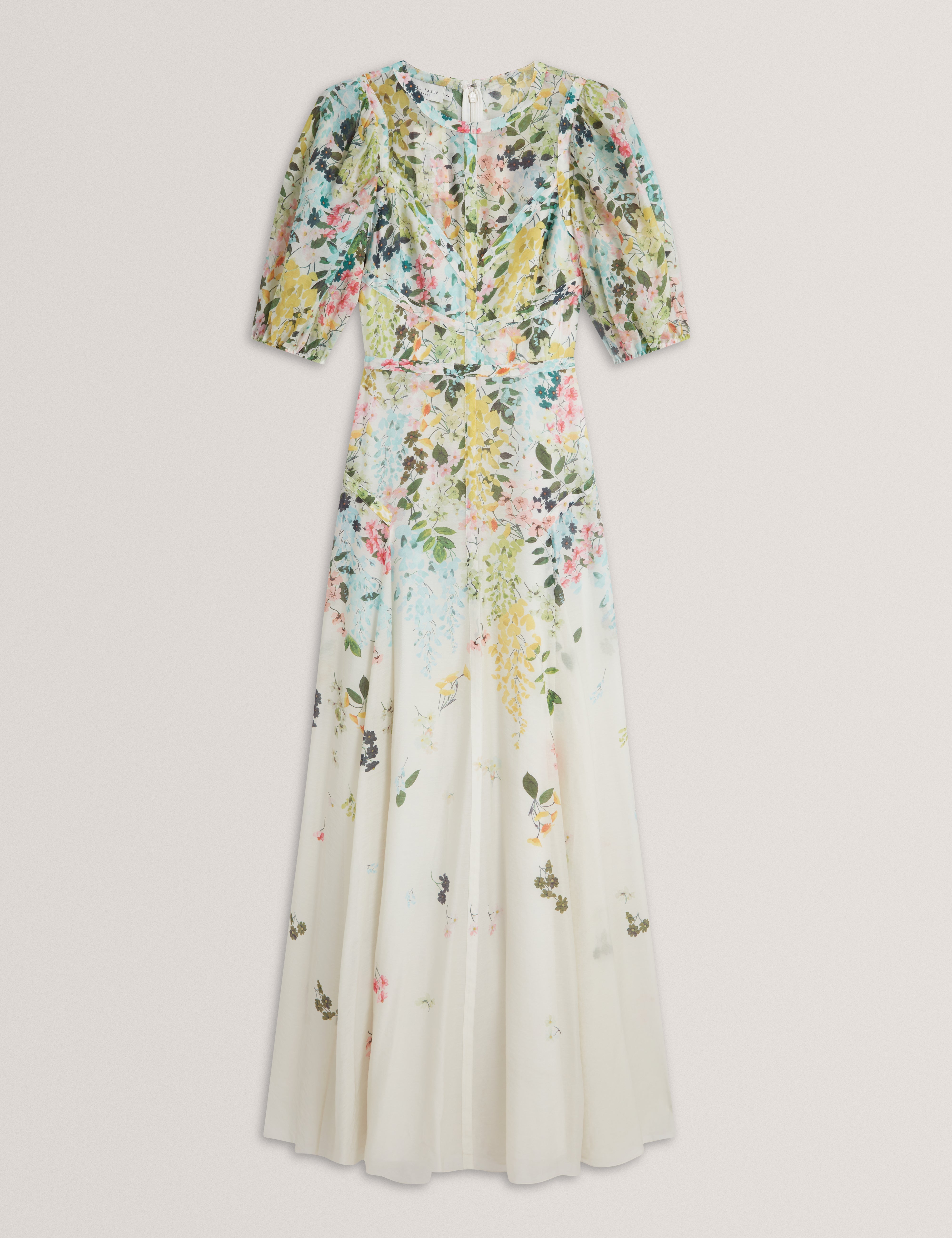 Arimza Printed Puff Short Sleeve Maxi Dress Ivory