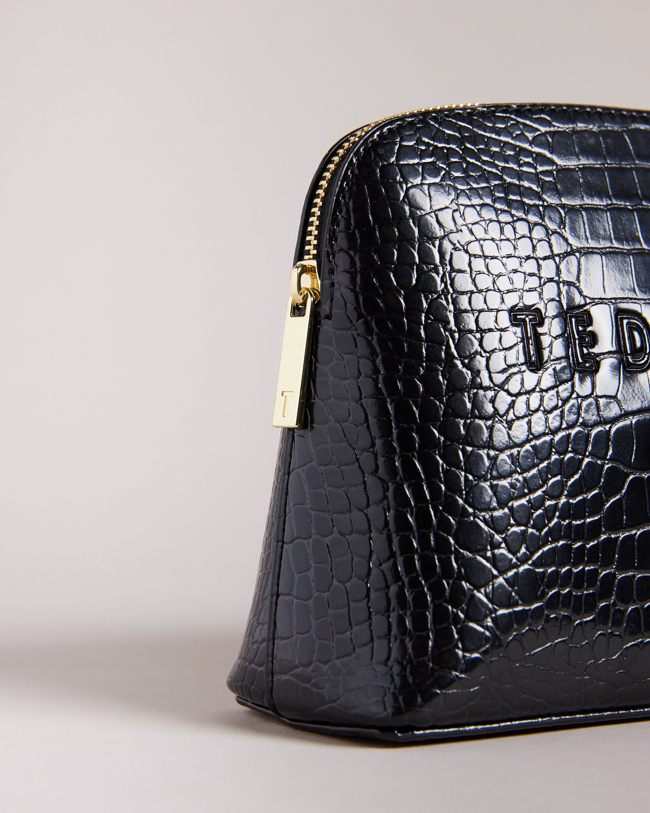 Crocala Croc Effect Makeup Bag Jet-Black