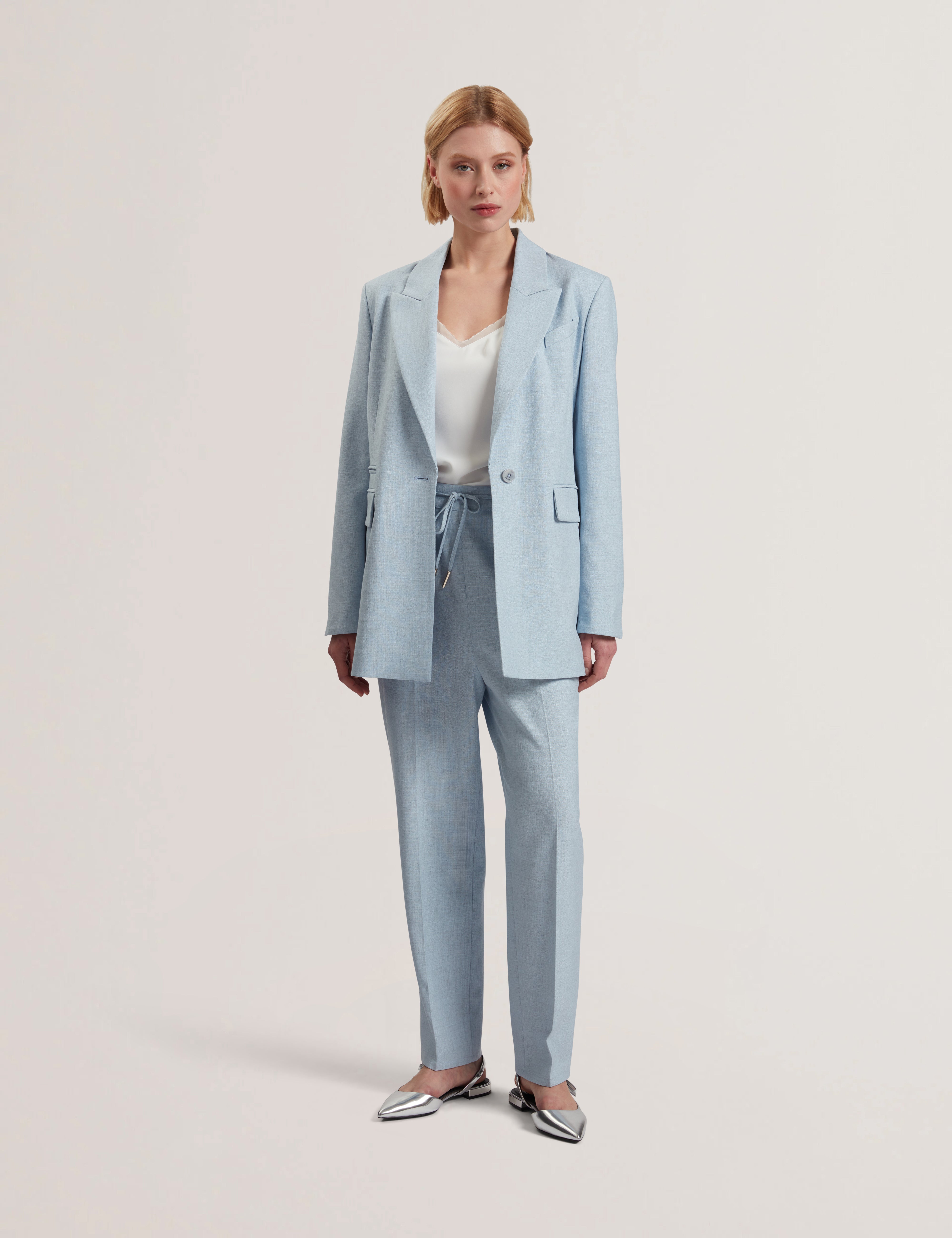 Carni Relaxed Tailored Single Breast Pl-Blue