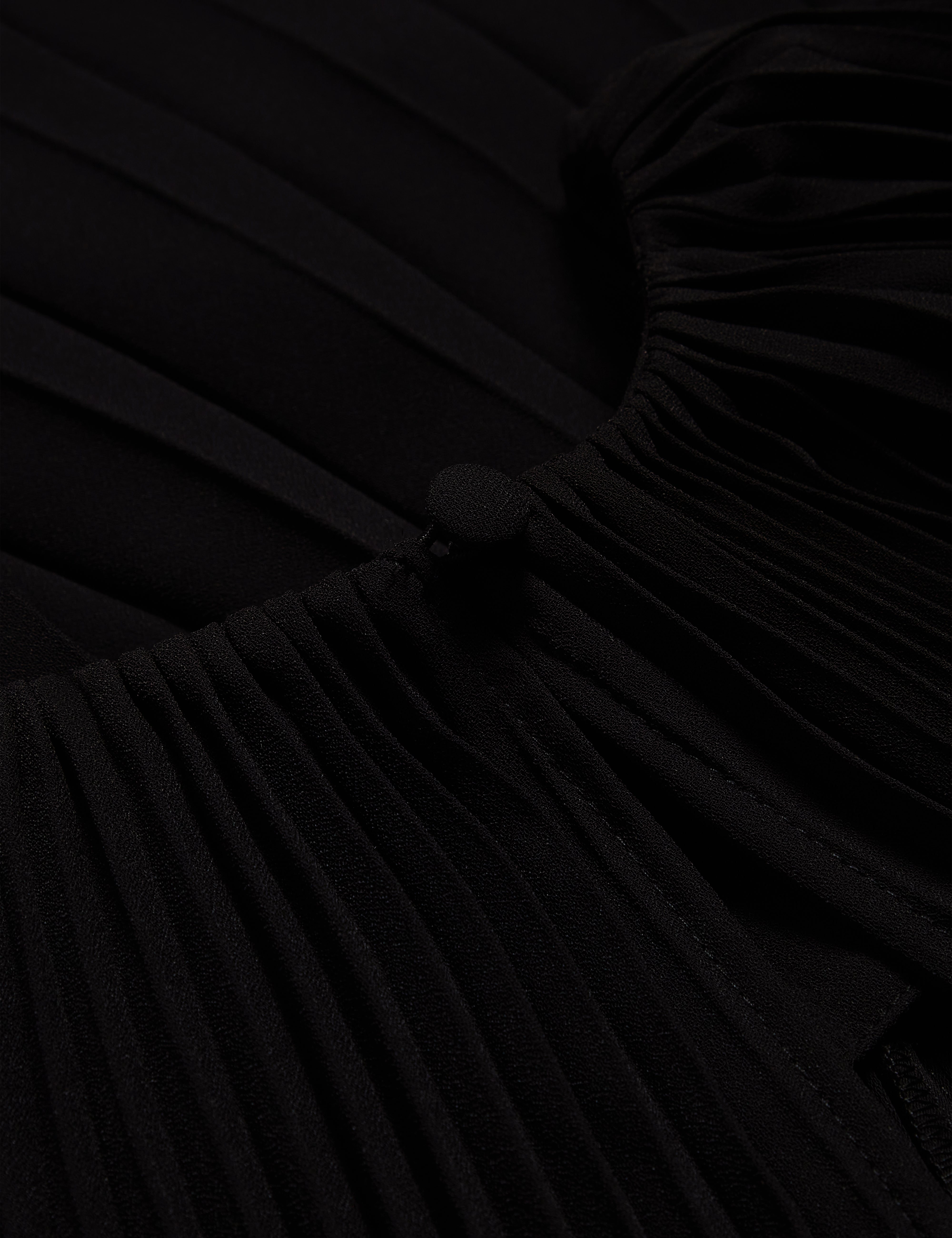 Convala Short Sleeve Pleated Mini Dress Black