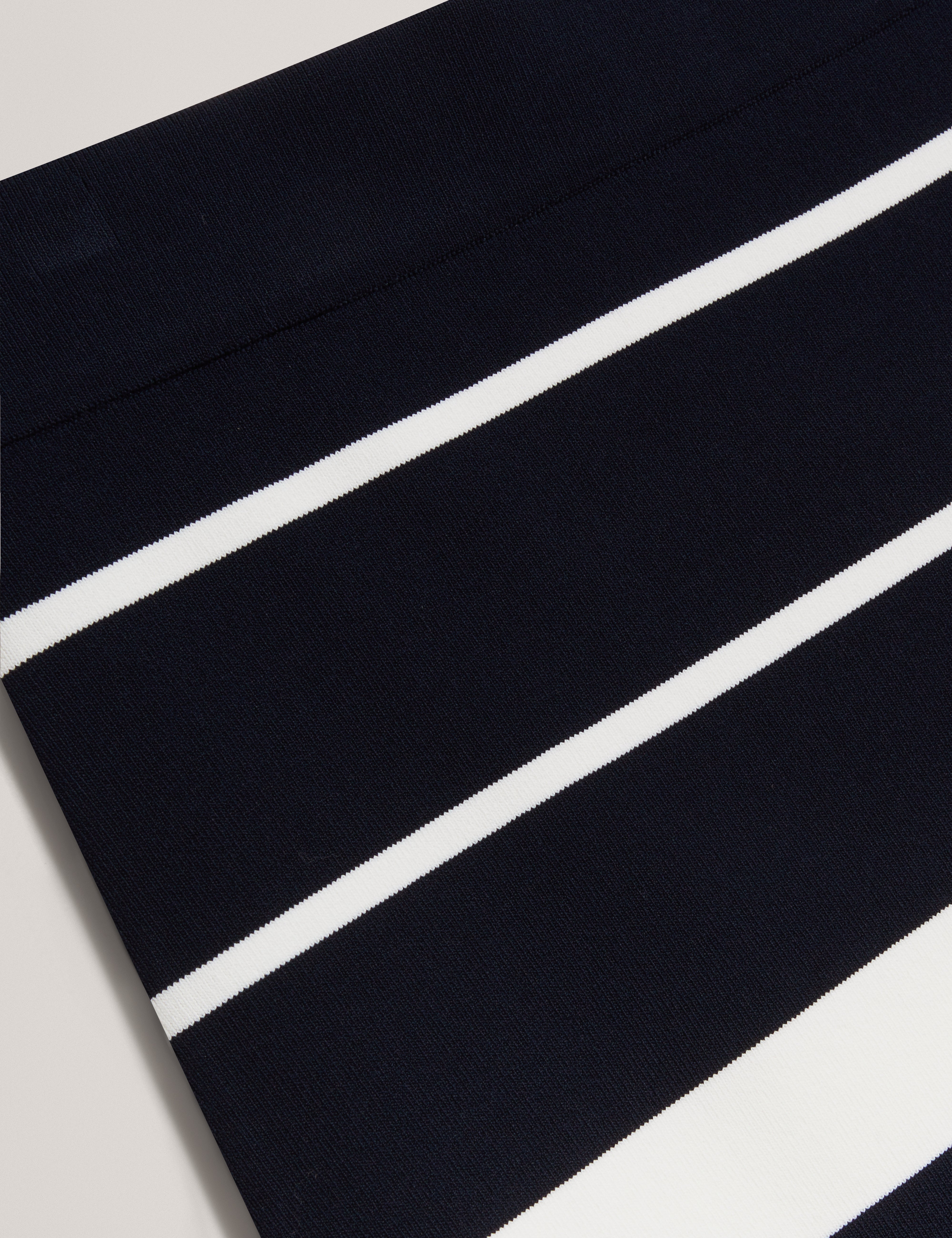 Emiliha Striped Bodycon Knit Skirt Navy