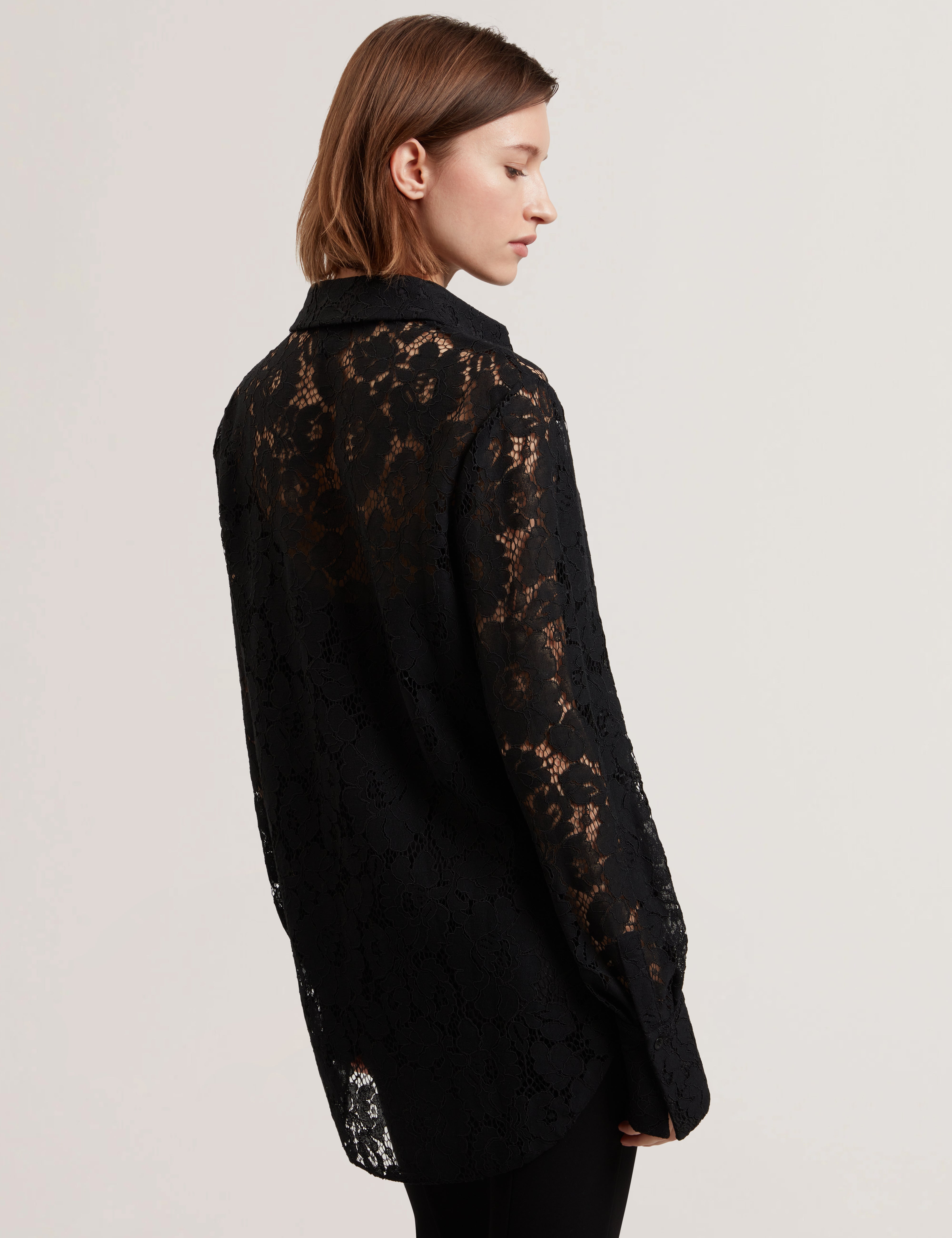 Gennoa Longline Lace Shirt Black