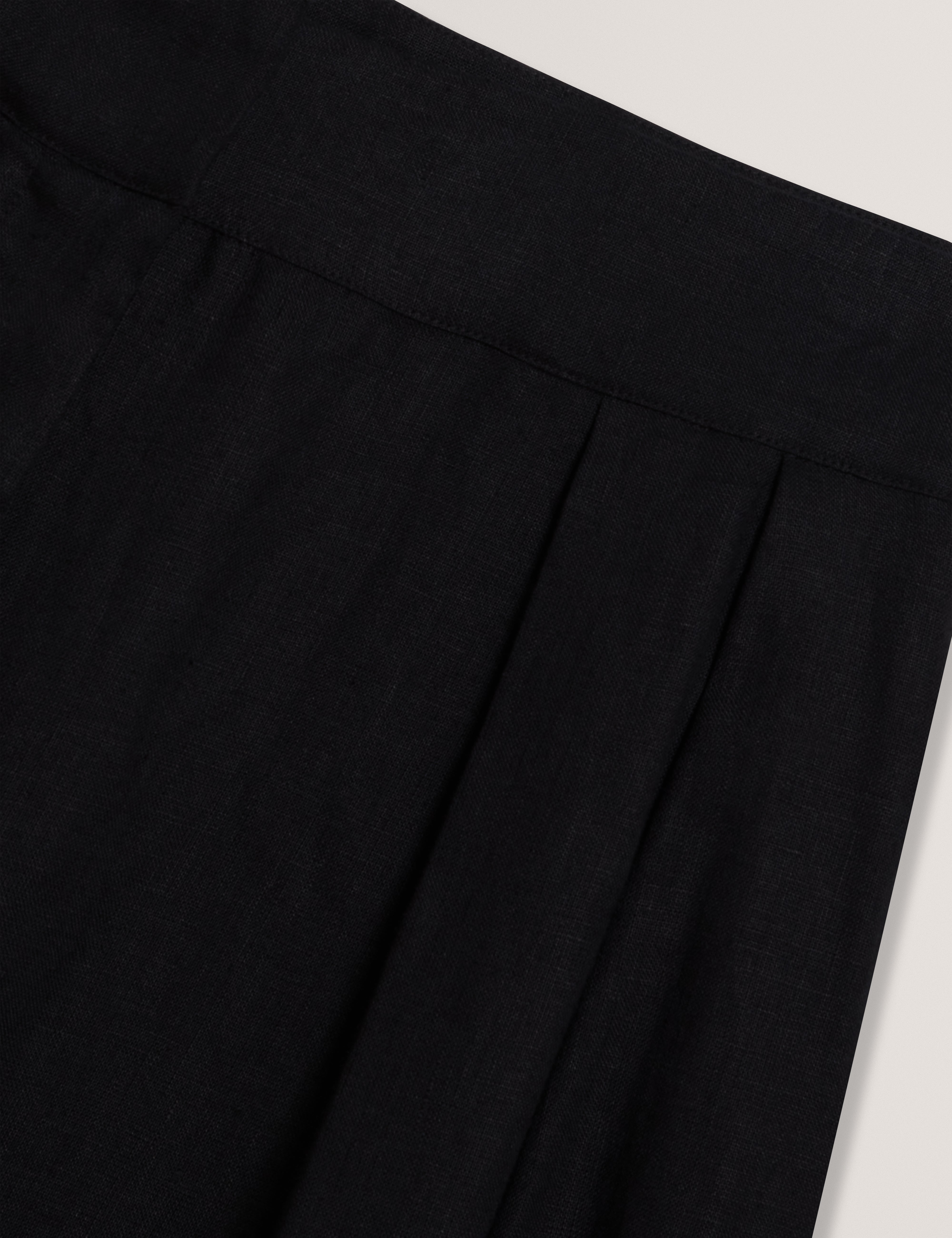Kyfaat Tailored Linen High Waisted Wide Leg Trousers Black