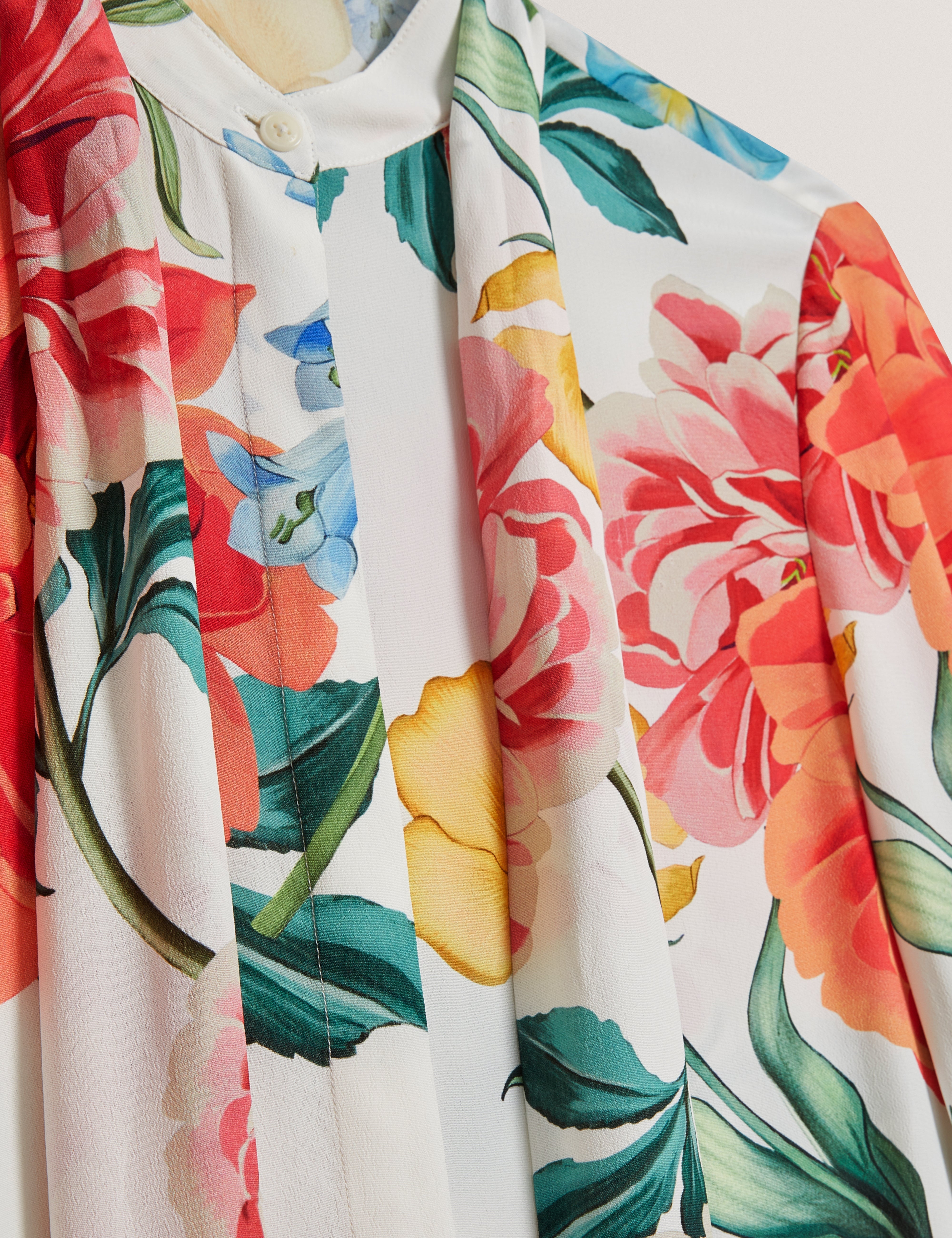 Luusile Scarf Detail Printed Long Sleeve Blouse White