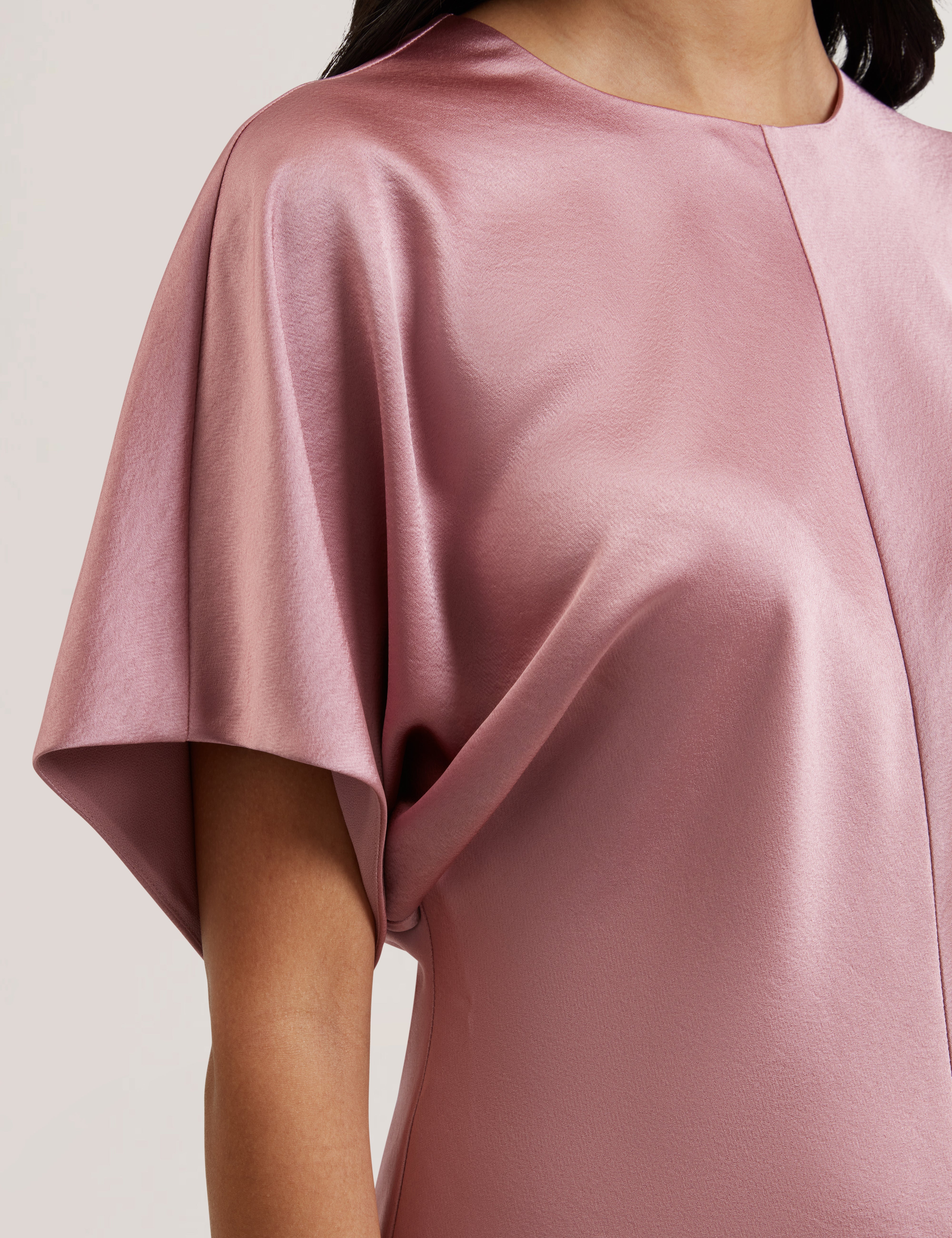 Marada Slouch Sleeve Waisted Top Mid-Pink