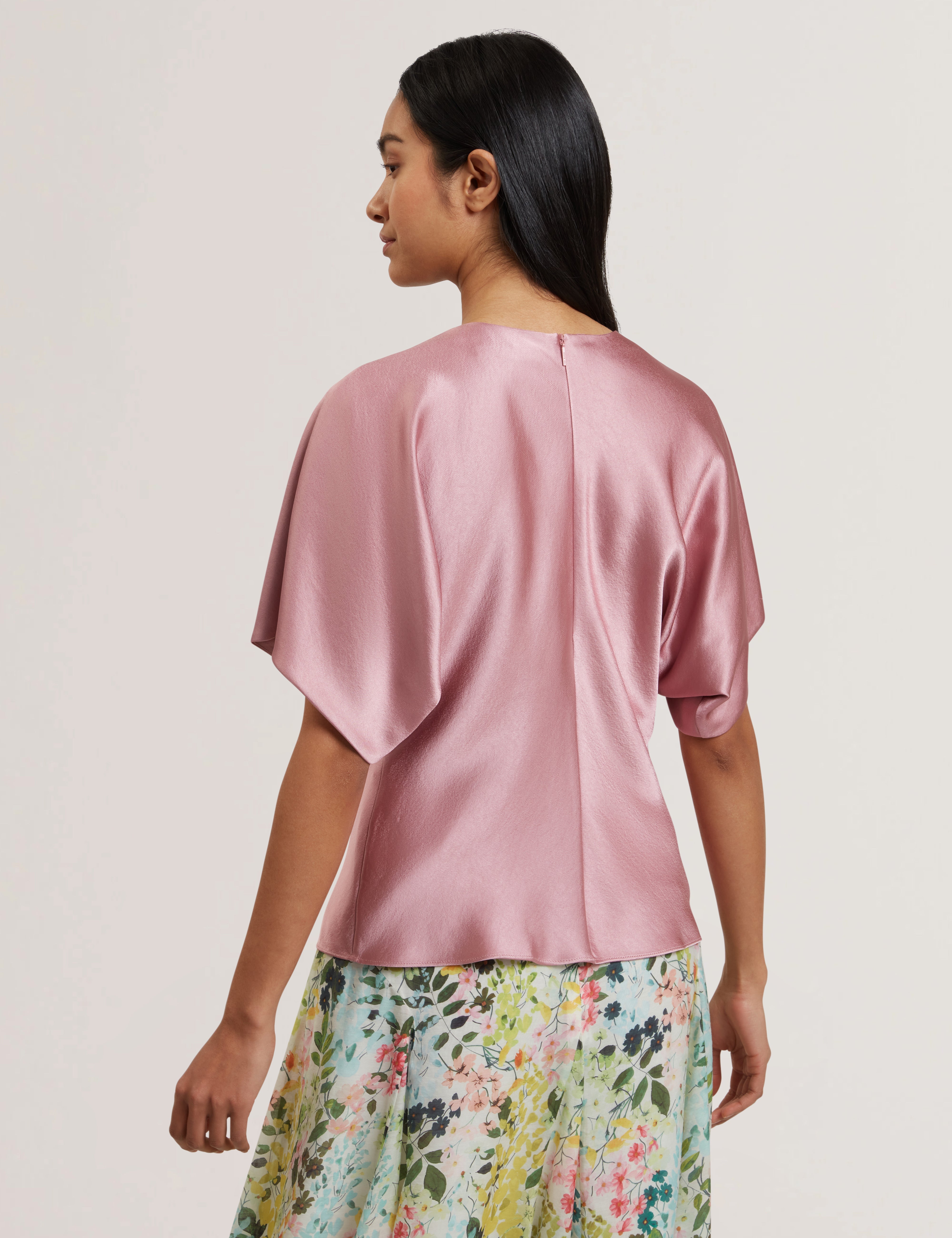 Marada Slouch Sleeve Waisted Top Mid-Pink