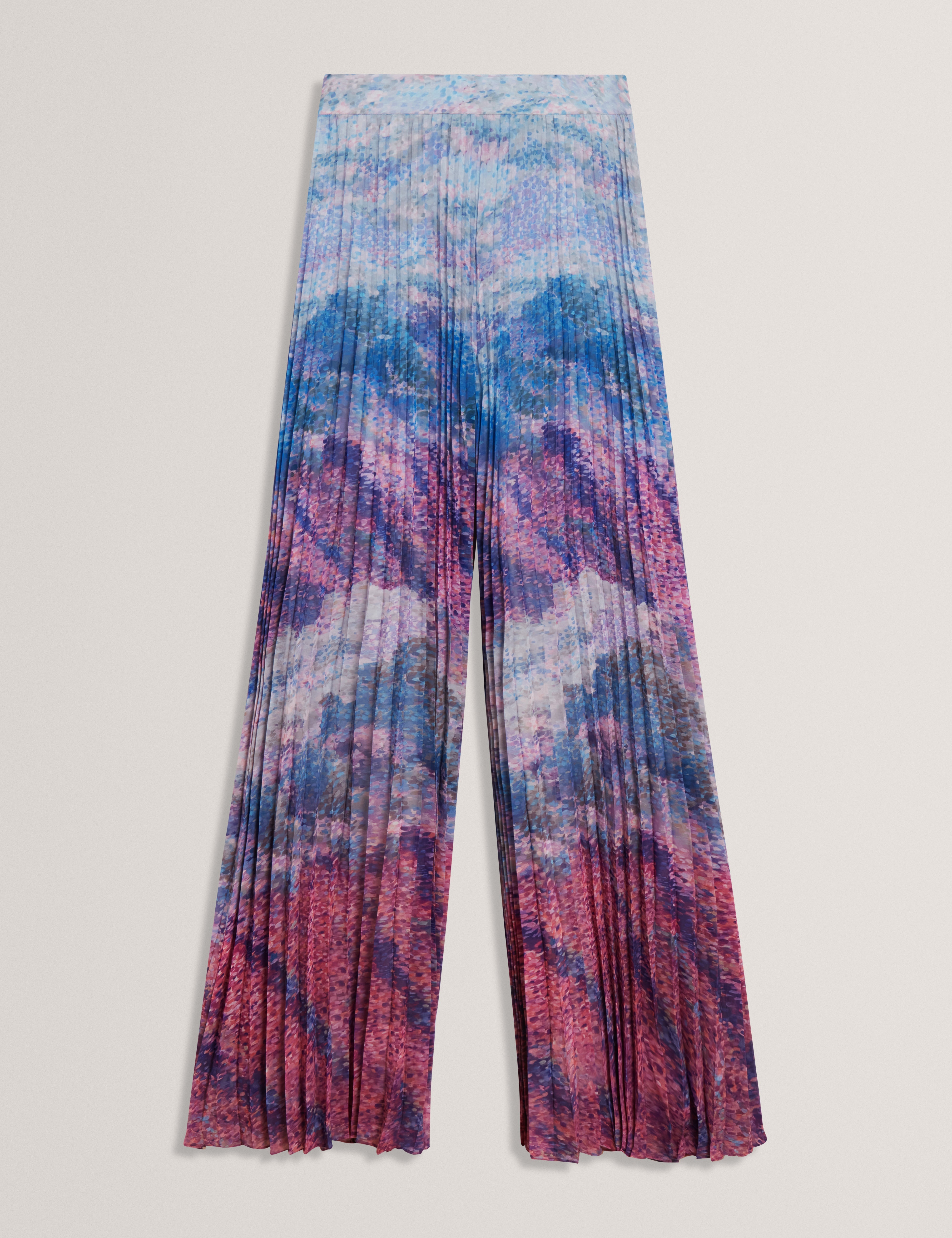 Moxie Sunray Pleat Printed Trouser Mid-Pink